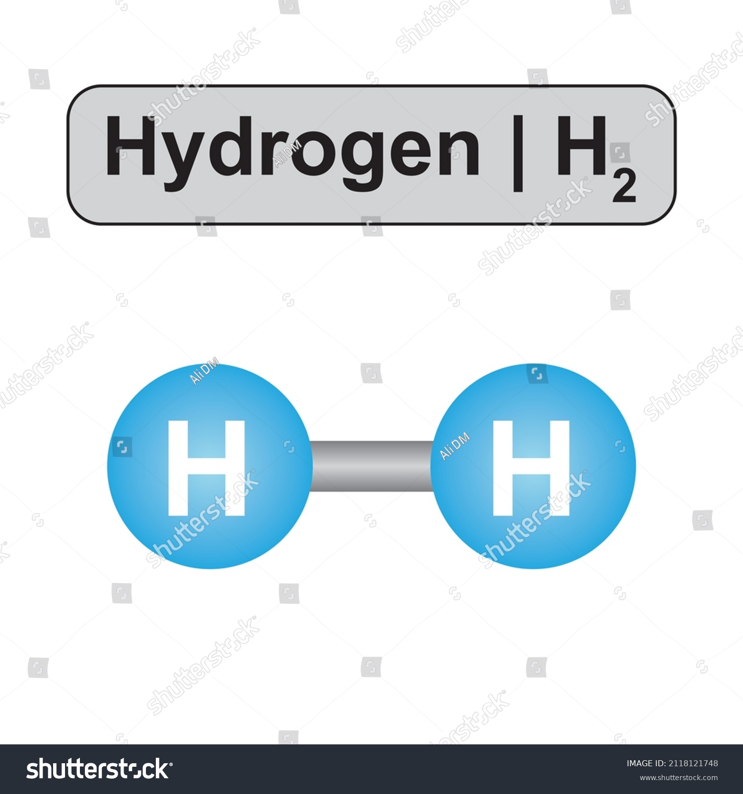 Molecular Model Of Hydrogen H2 Molecule Royalty Free Stock Vector 2118121748 