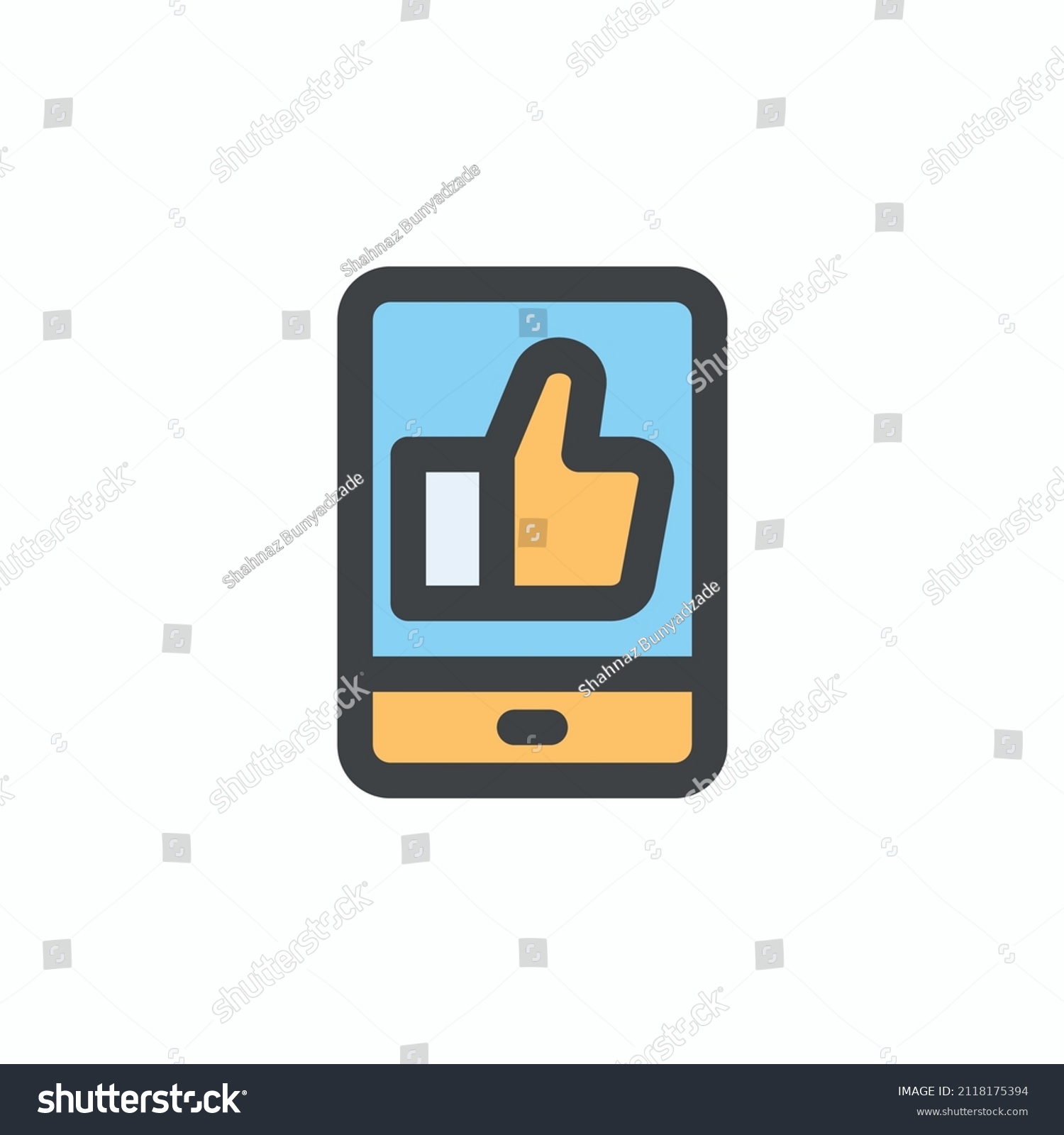 Mobile Phone Thumbs Up Like - Royalty Free Stock Vector 2118175394 ...