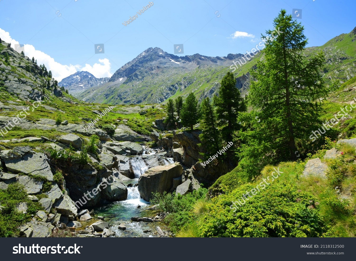 Gran Paradiso National Park. Valle di Bardoney, Aosta Valley, Italy. Beautiful mountain landscape in sunny day. #2118312500
