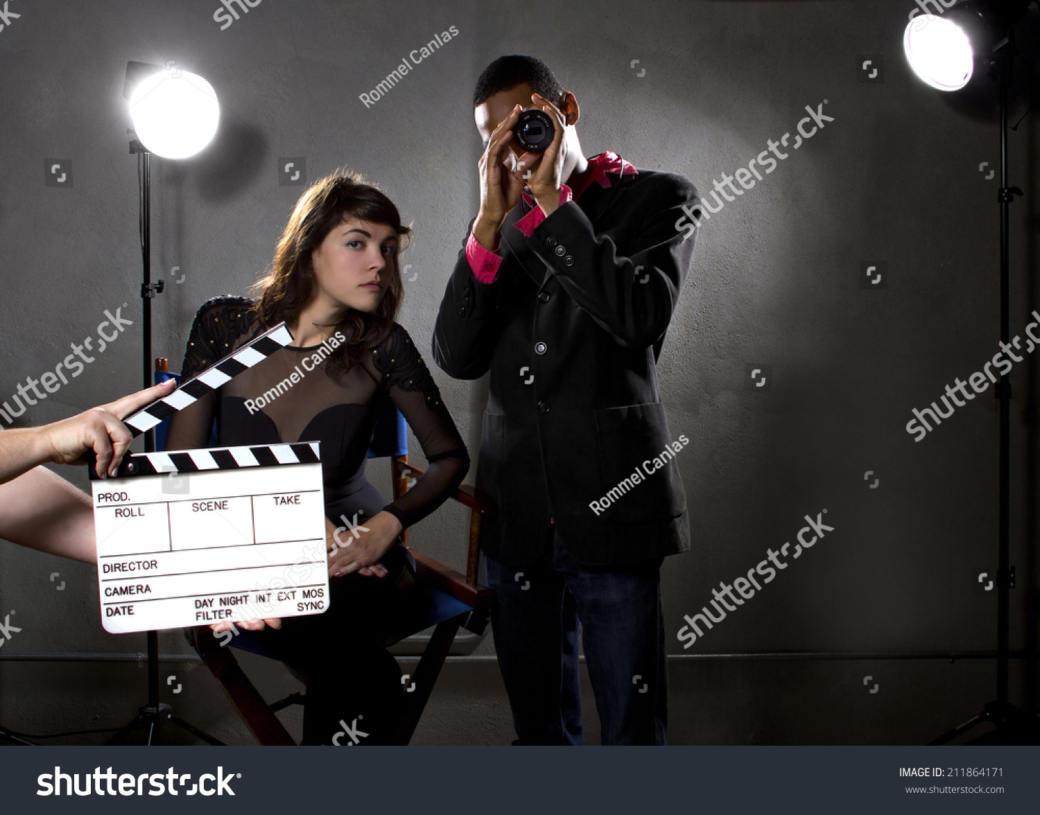 Hollywood film industry producers or directors in a sound stage #211864171