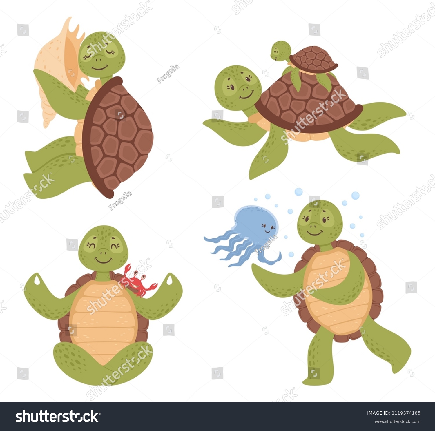 Cartoon cute turtle in different positions. - Royalty Free Stock Vector ...