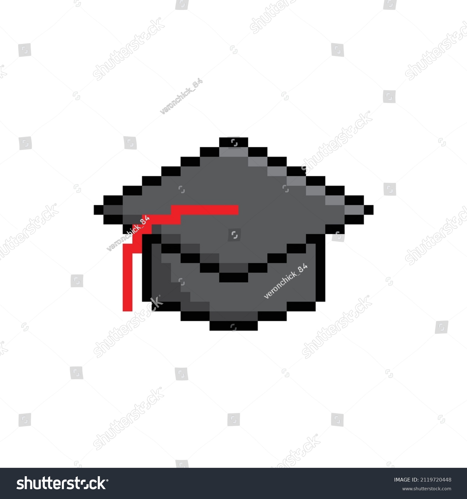 Graduation Cap Pixel Art Icon Vector Bit Game Royalty Free Stock Vector Avopix Com