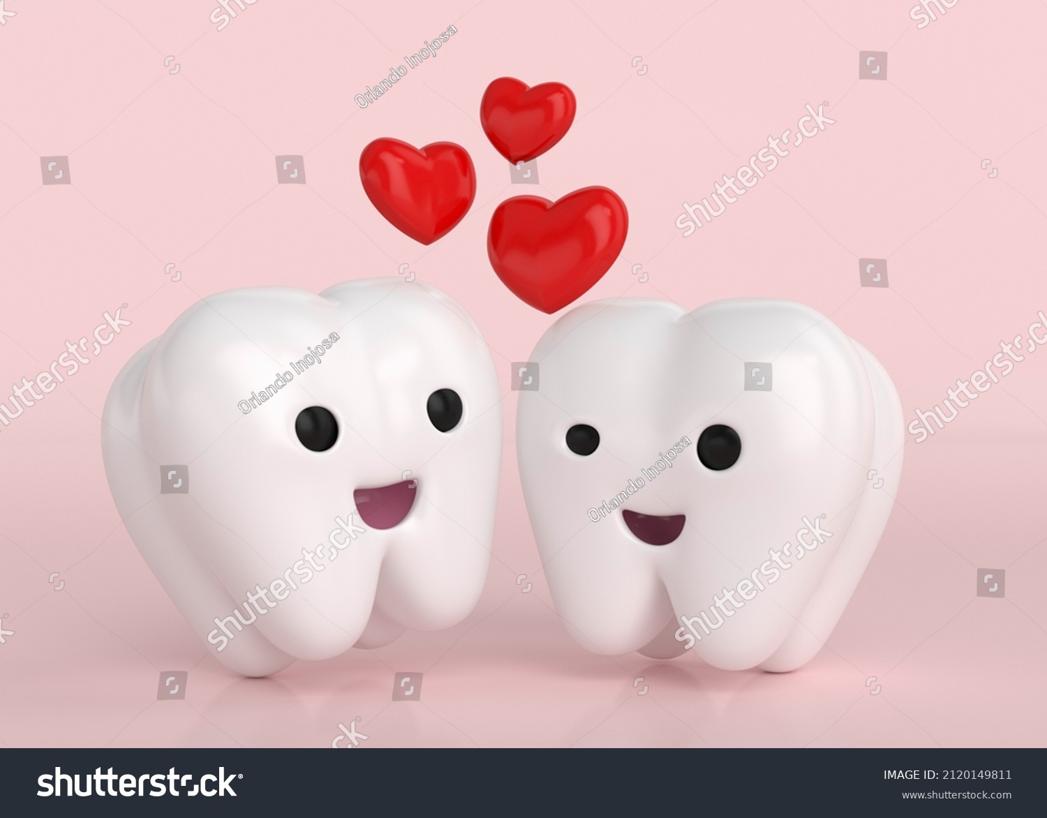 White and happy teeth celebrating valentine's day #2120149811