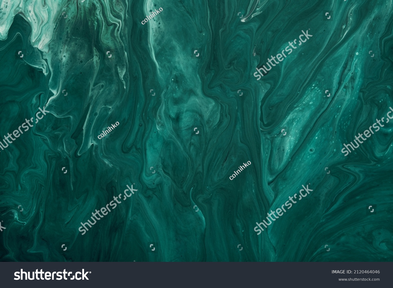 Fluid Art. Liquid Velvet Jade green abstract drips and wave. Marble effect background or texture #2120464046