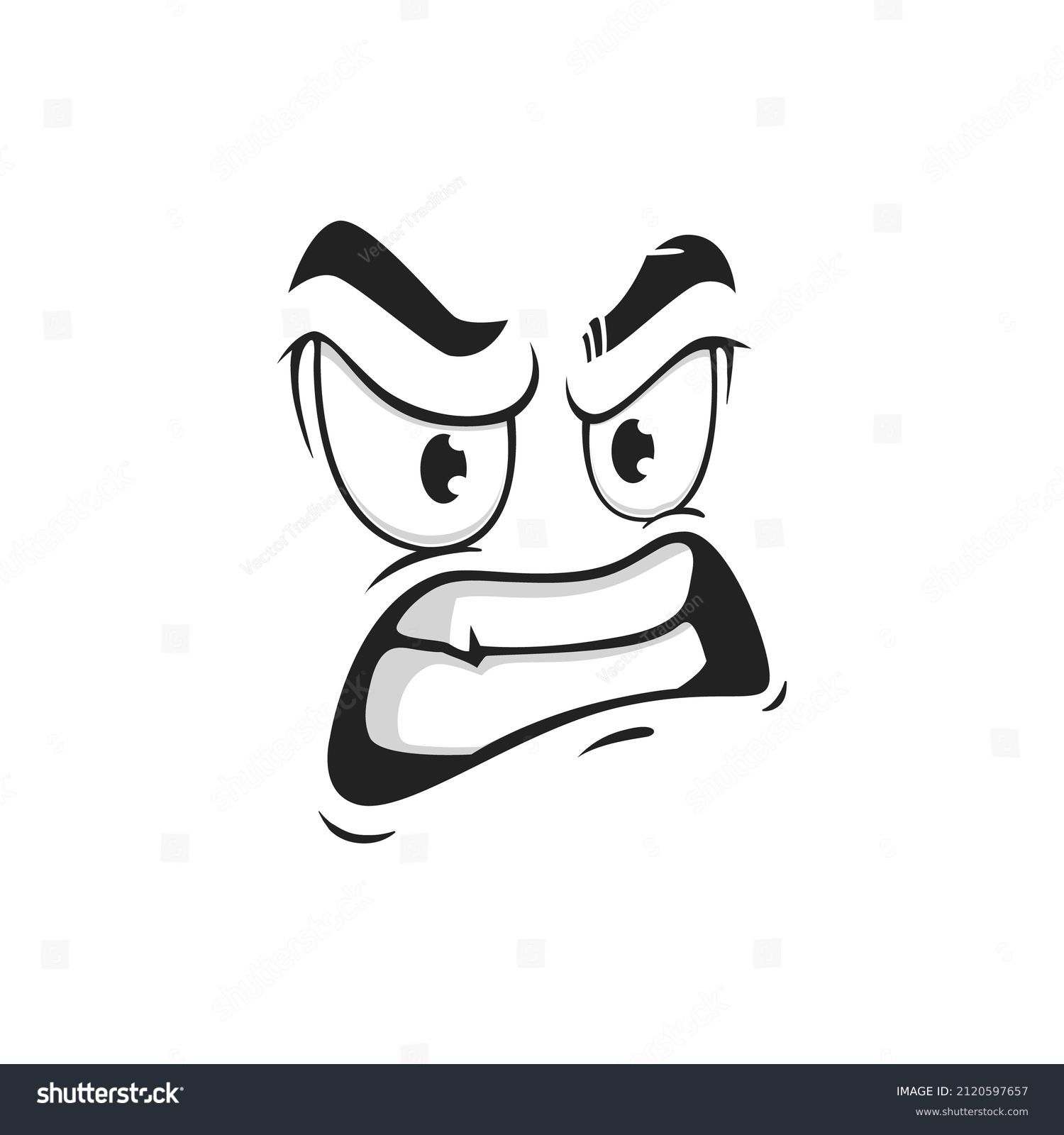 Cartoon face with gnash teeth, vector angry - Royalty Free Stock Vector ...