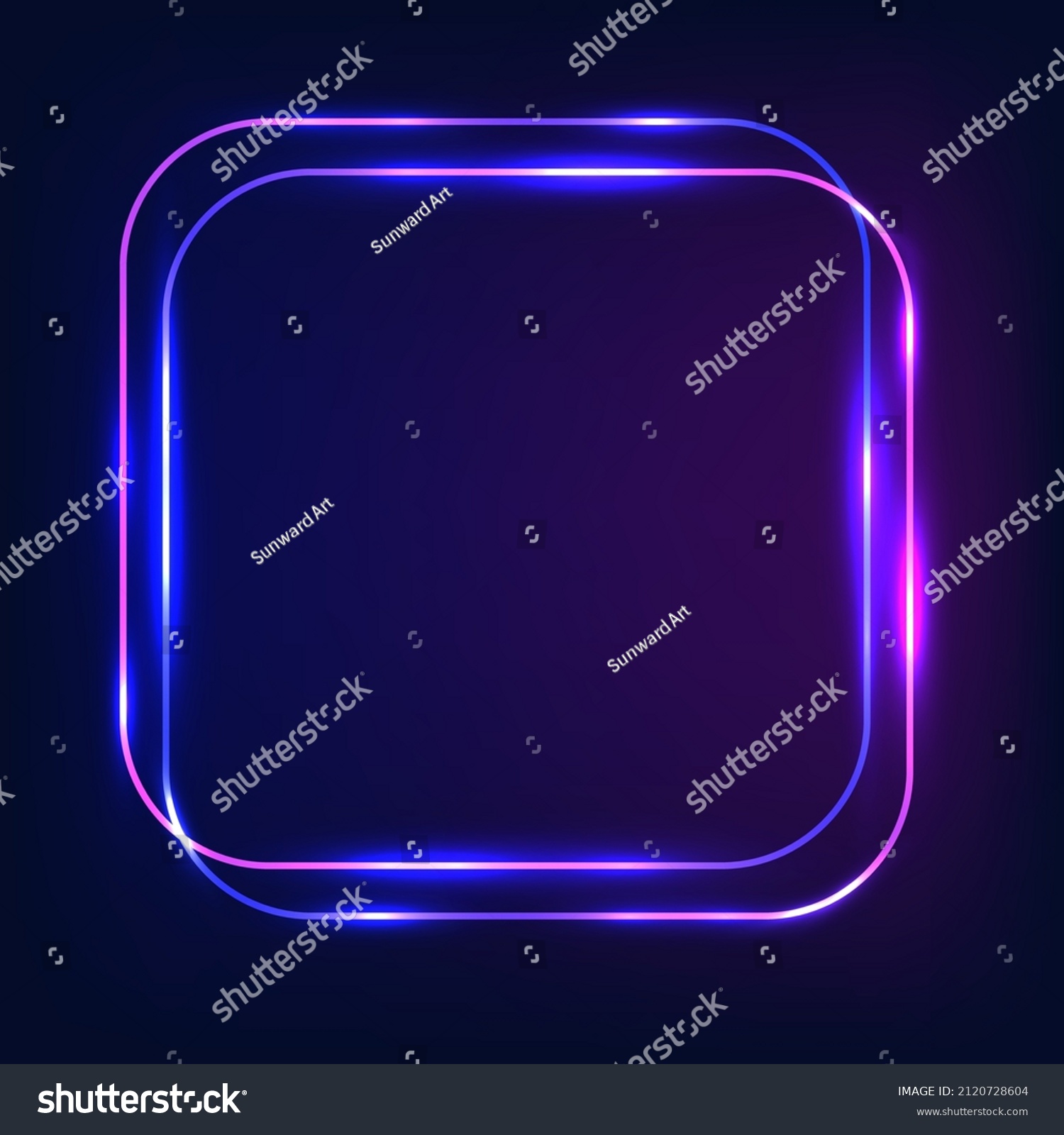 Double square noen frame with rounded corners. - Royalty Free Stock ...