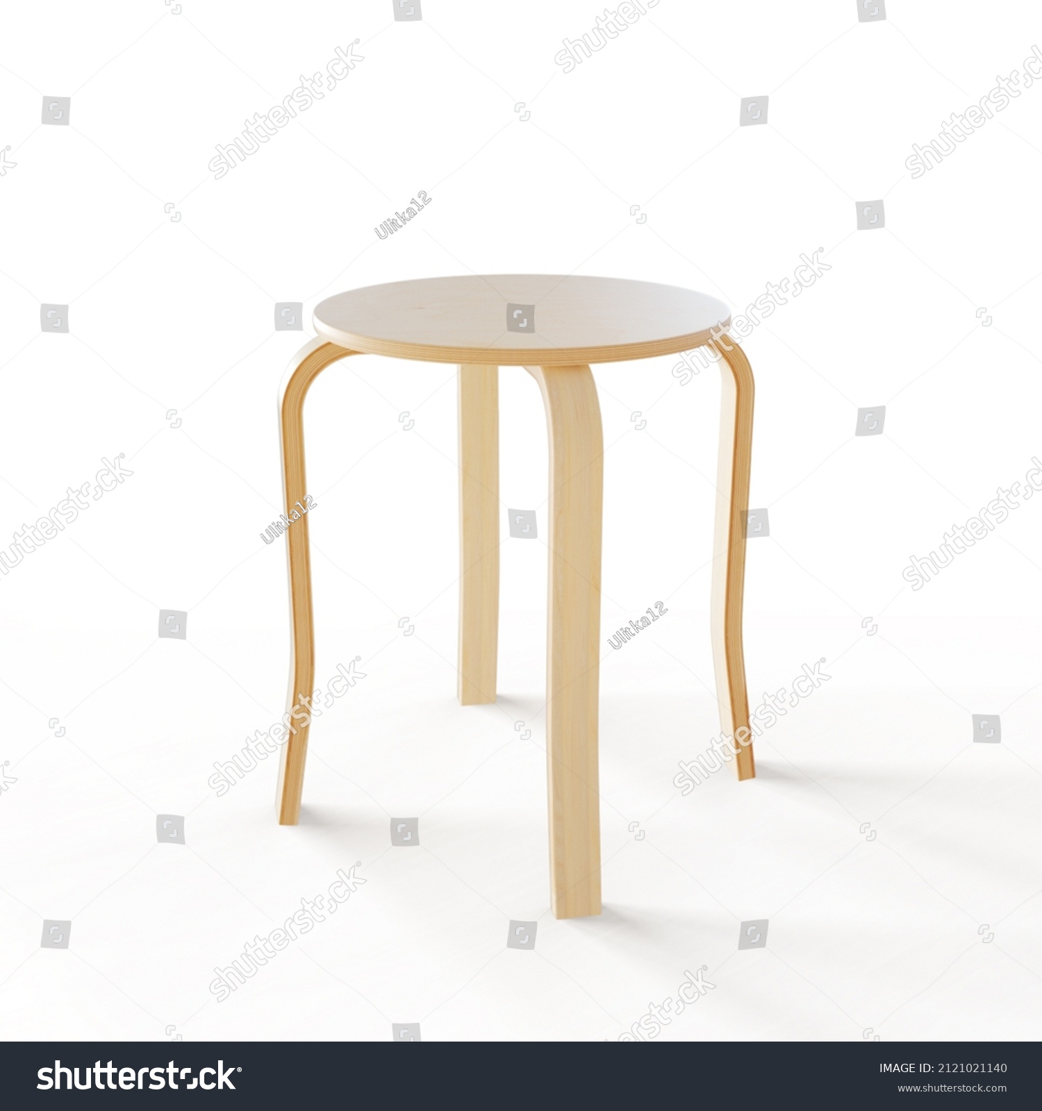 Wooden chair made of plywood on a white isolated background. #2121021140