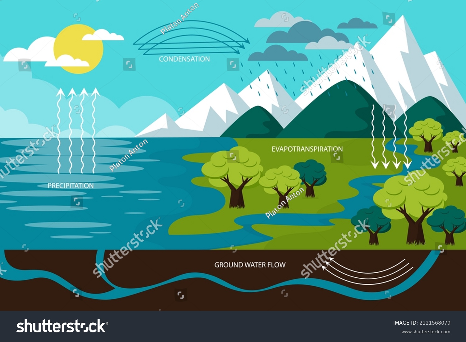 Water Cycle Infographic. Ecosystem Concept. - Royalty Free Stock Vector ...