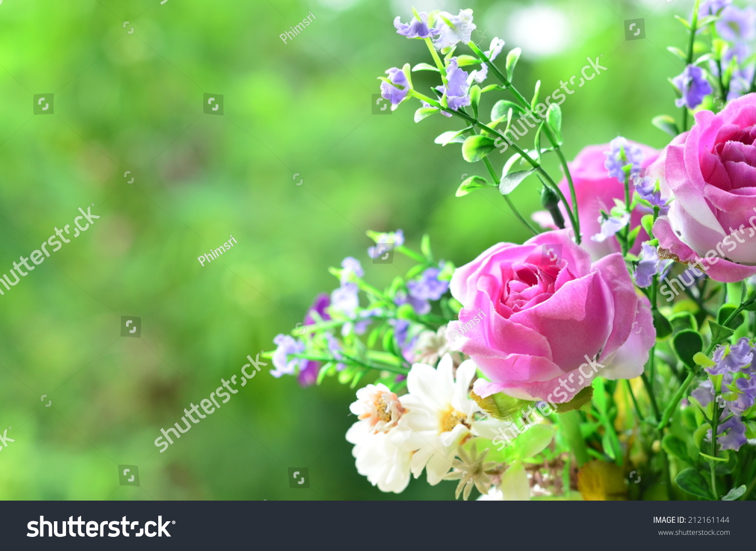 Good Morning With Bouquet Of Flowers Stock Photo 212161144