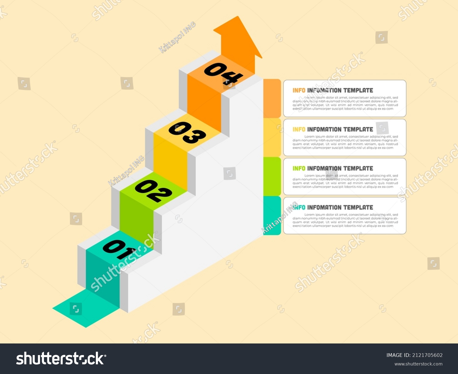 Vector stairs and Target infographic. Template - Royalty Free Stock ...