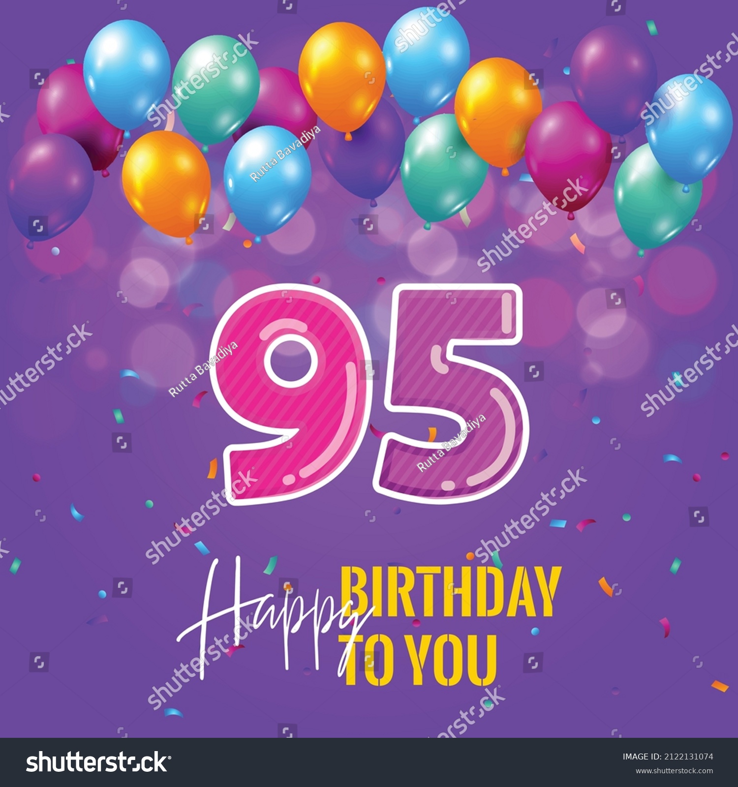 Happy 95th birthday, greeting card, vector - Royalty Free Stock Vector ...