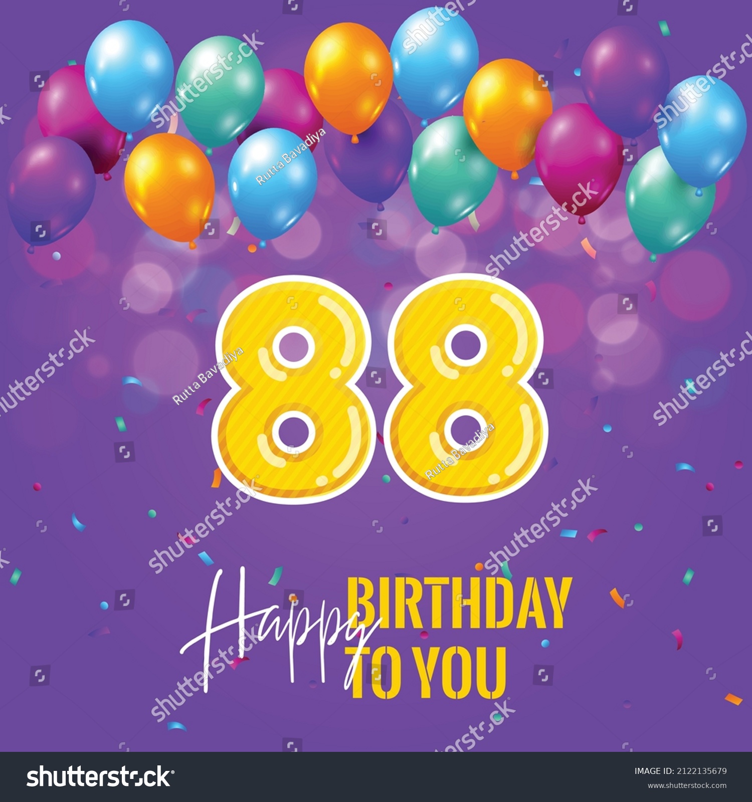 Happy 88th birthday, greeting card, vector - Royalty Free Stock Vector ...