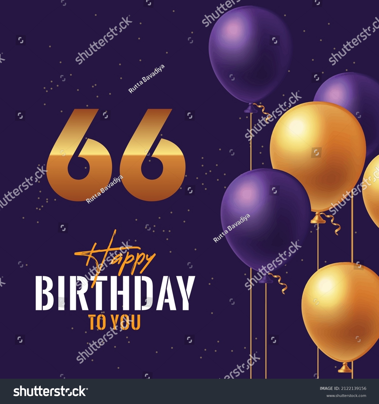 Happy 66th Birthday, Greeting Card, Vector - Royalty Free Stock Vector ...