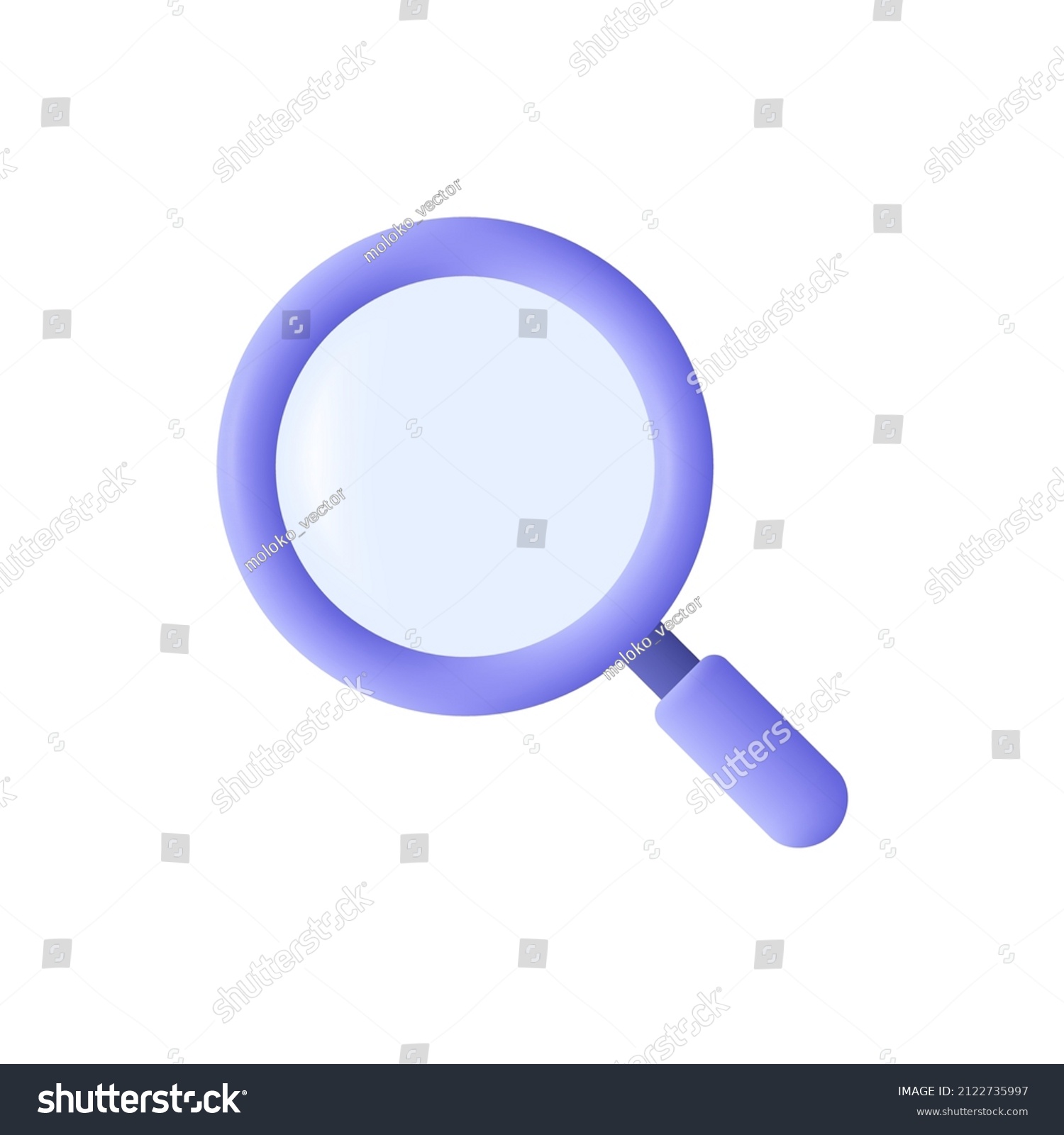 Magnifying glass. Discovery, research, search, analysis concept. 3d vector icon. Cartoon minimal style. #2122735997