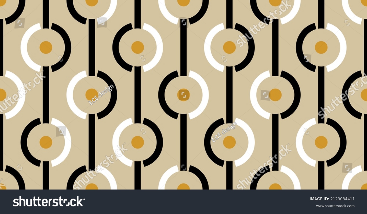 Seamless abstract chain pattern on beige. Vector Illustration. #2123084411