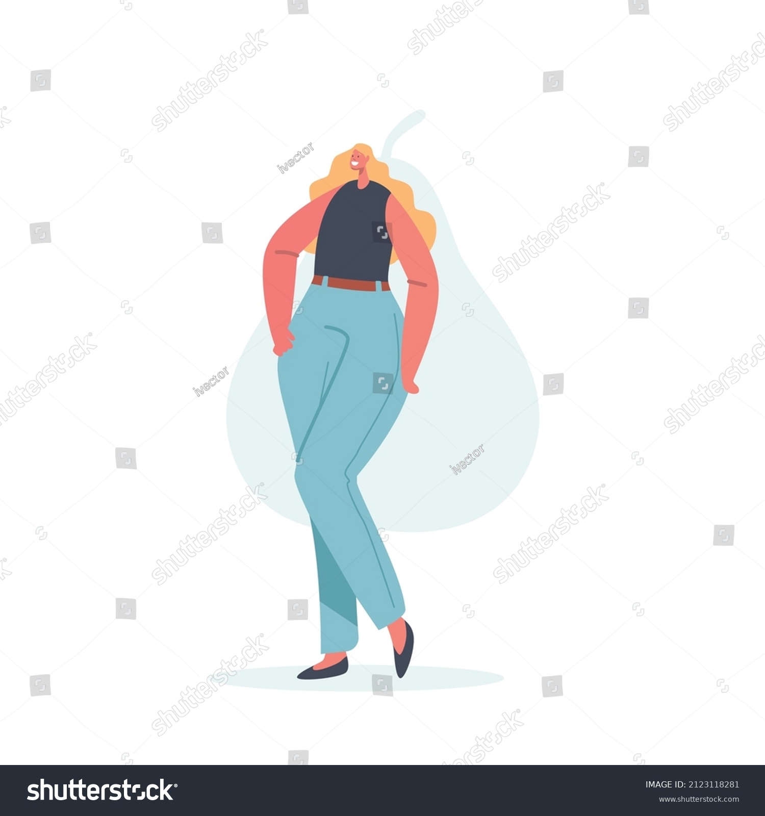 Woman Pear Body Shape Female Character Figure Royalty Free Stock Vector 2123118281 7597