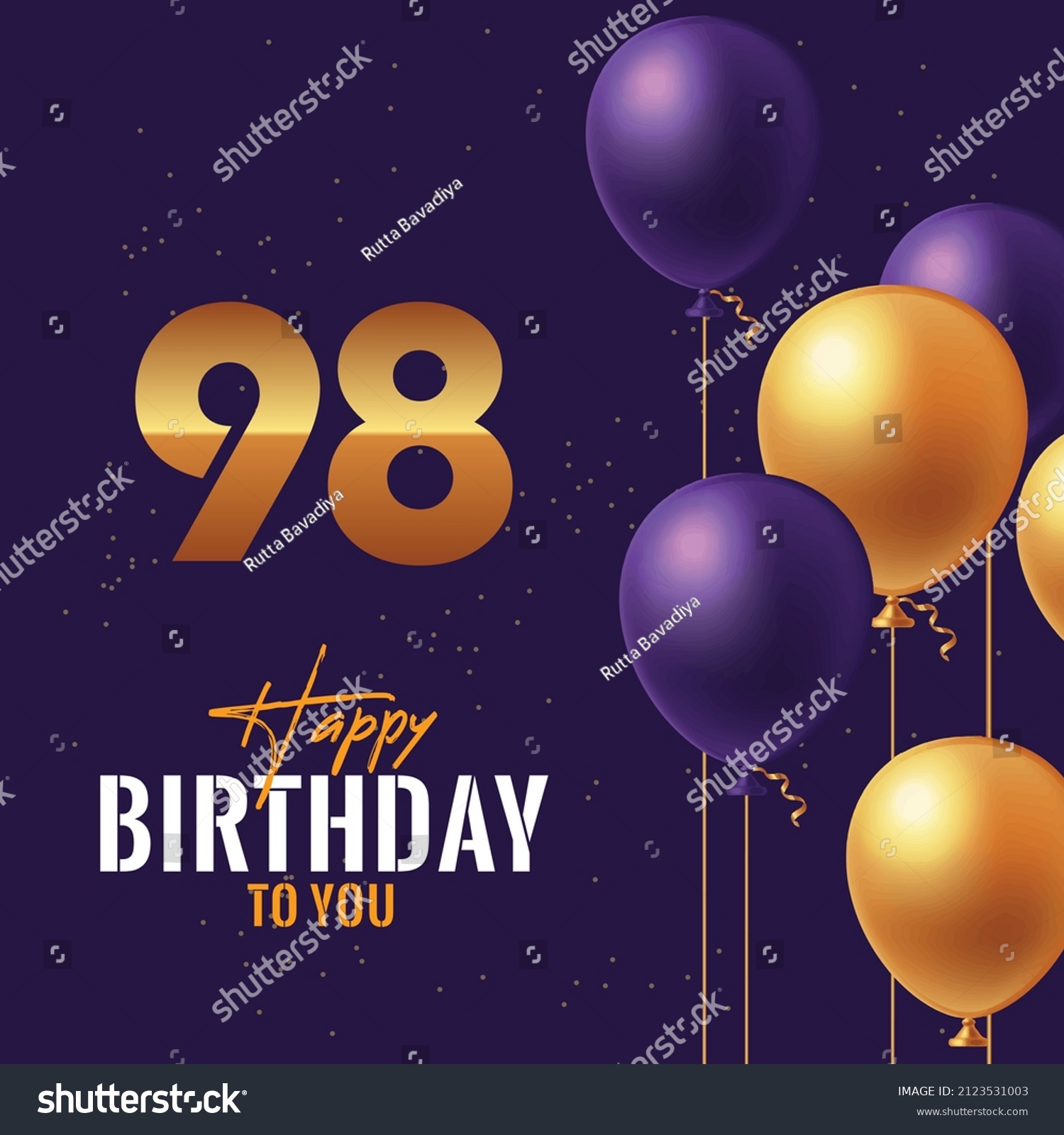 Happy 98th Birthday Greeting Card Vector Royalty Free Stock Vector