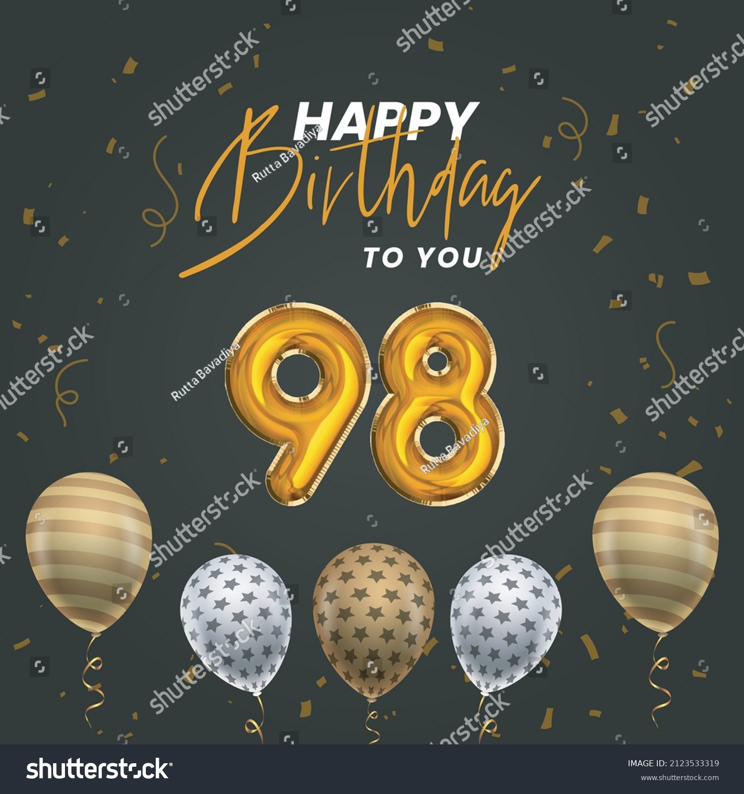 Happy 98th Birthday Greeting Card Vector Royalty Free Stock Vector