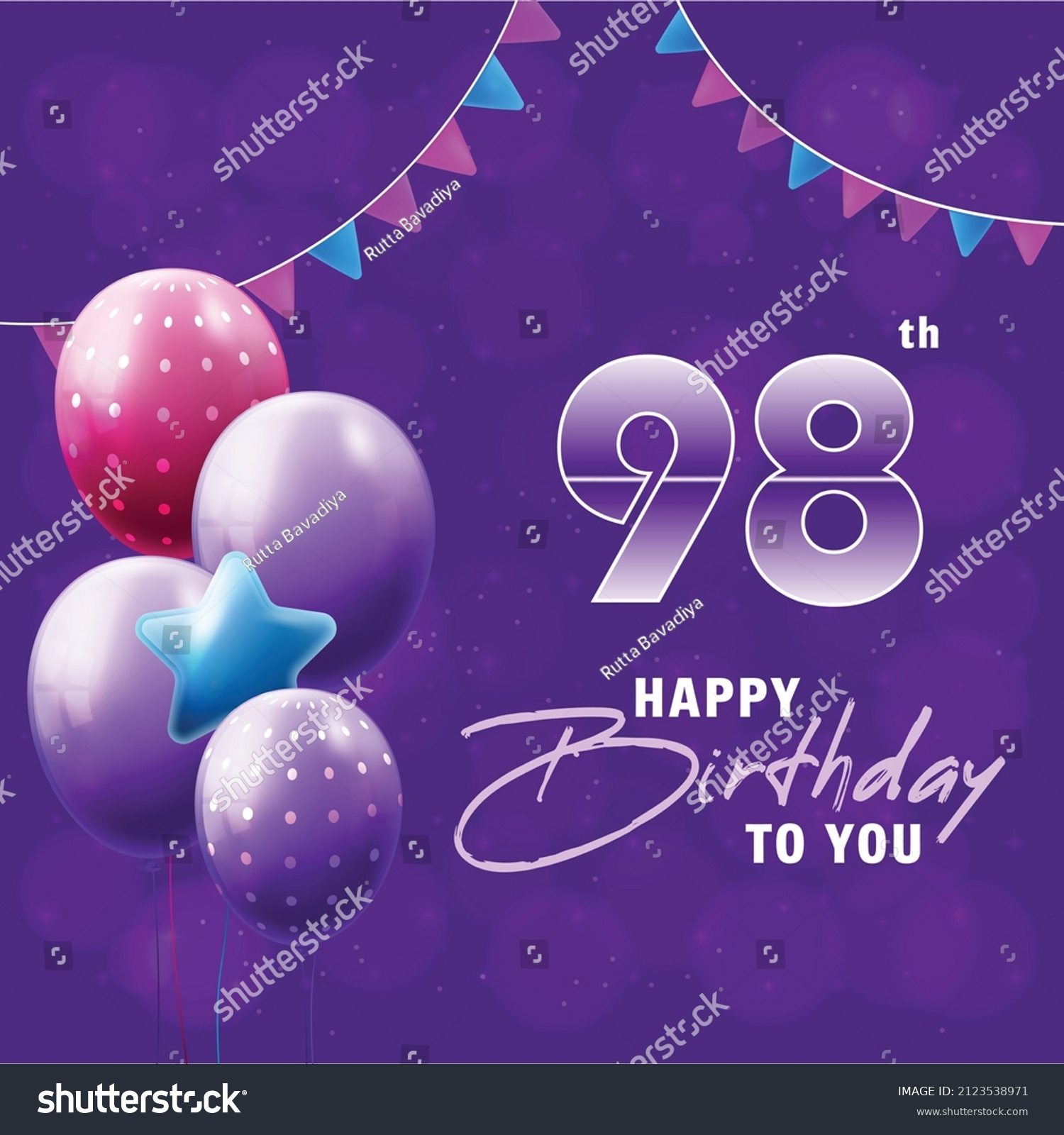 Happy 98th Birthday Greeting Card Vector Royalty Free Stock Vector