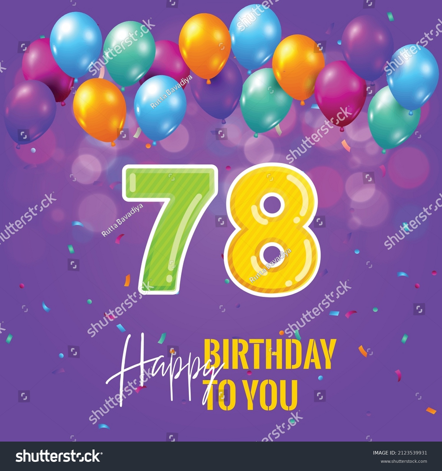 Happy 78th birthday, greeting card, vector - Royalty Free Stock Vector ...