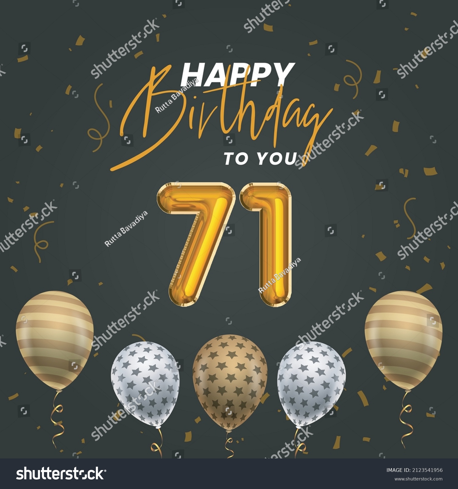 Happy 71st birthday, greeting card, vector - Royalty Free Stock Vector ...