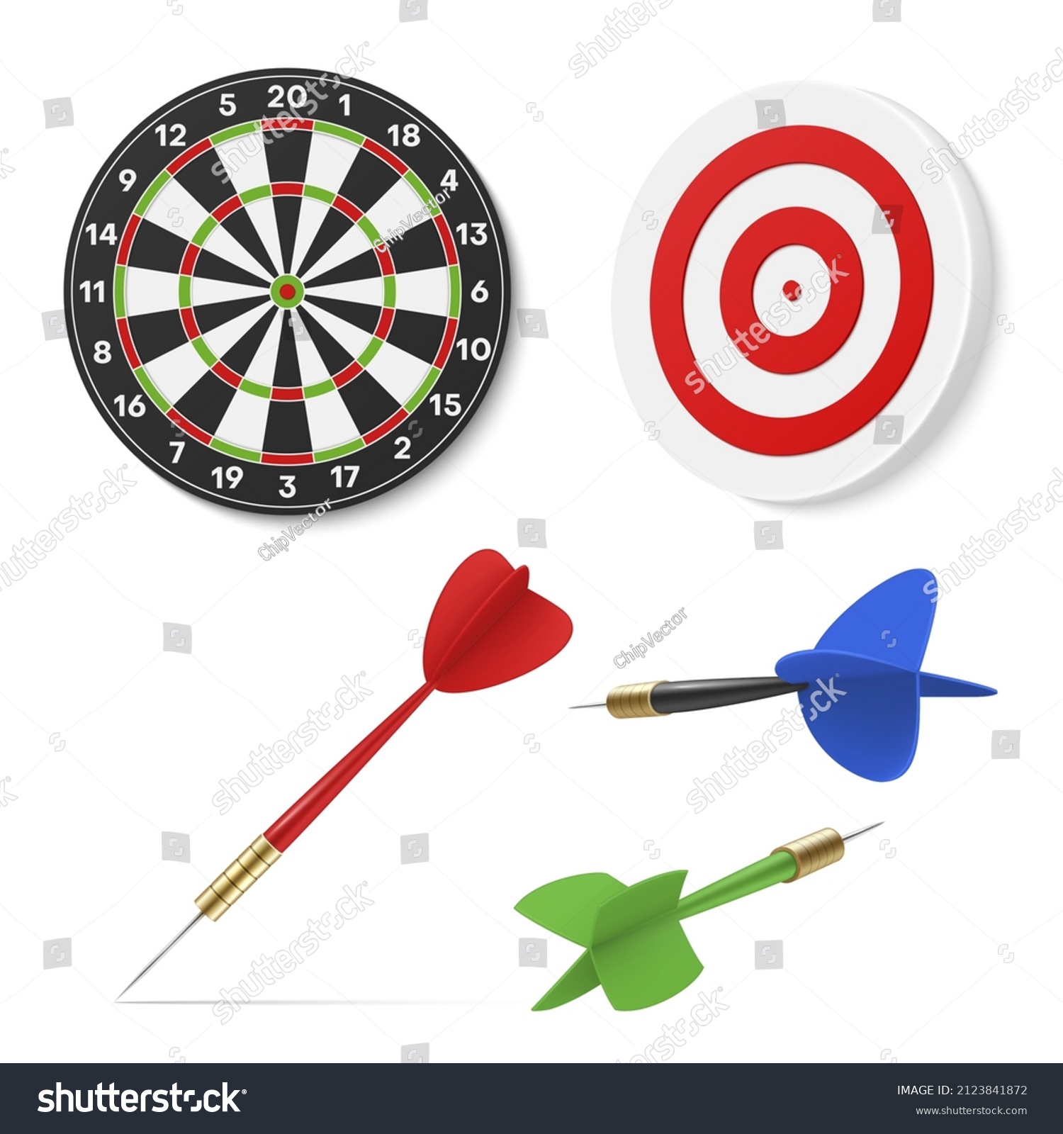 Realistic Darts Equipment Collection Vector Royalty Free Stock Vector