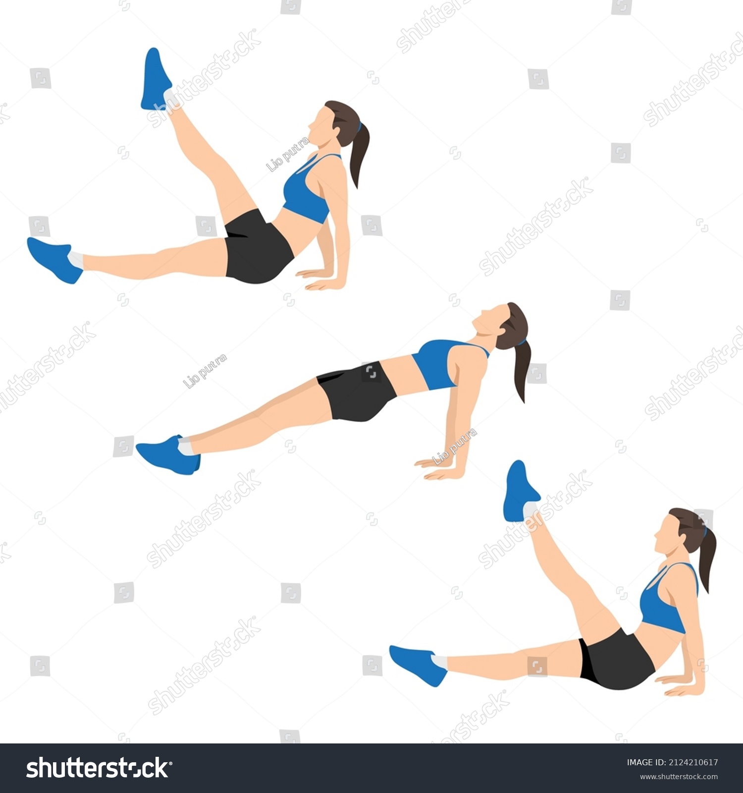 Woman Doing Reverse Plank Leg Raises Exercise Royalty Free Stock Vector 2124210617 6803