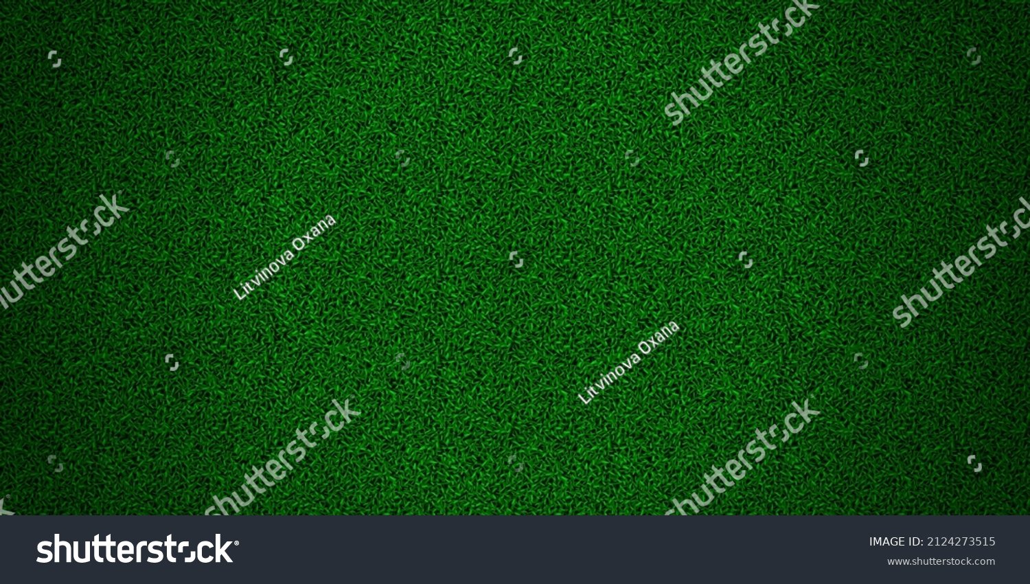 Green field with astro turf grass texture seamless pattern. Carpet or lawn top view. Vector background. Baseball, soccer, football or golf game. Fake plastic or fresh natural ground for game play. #2124273515