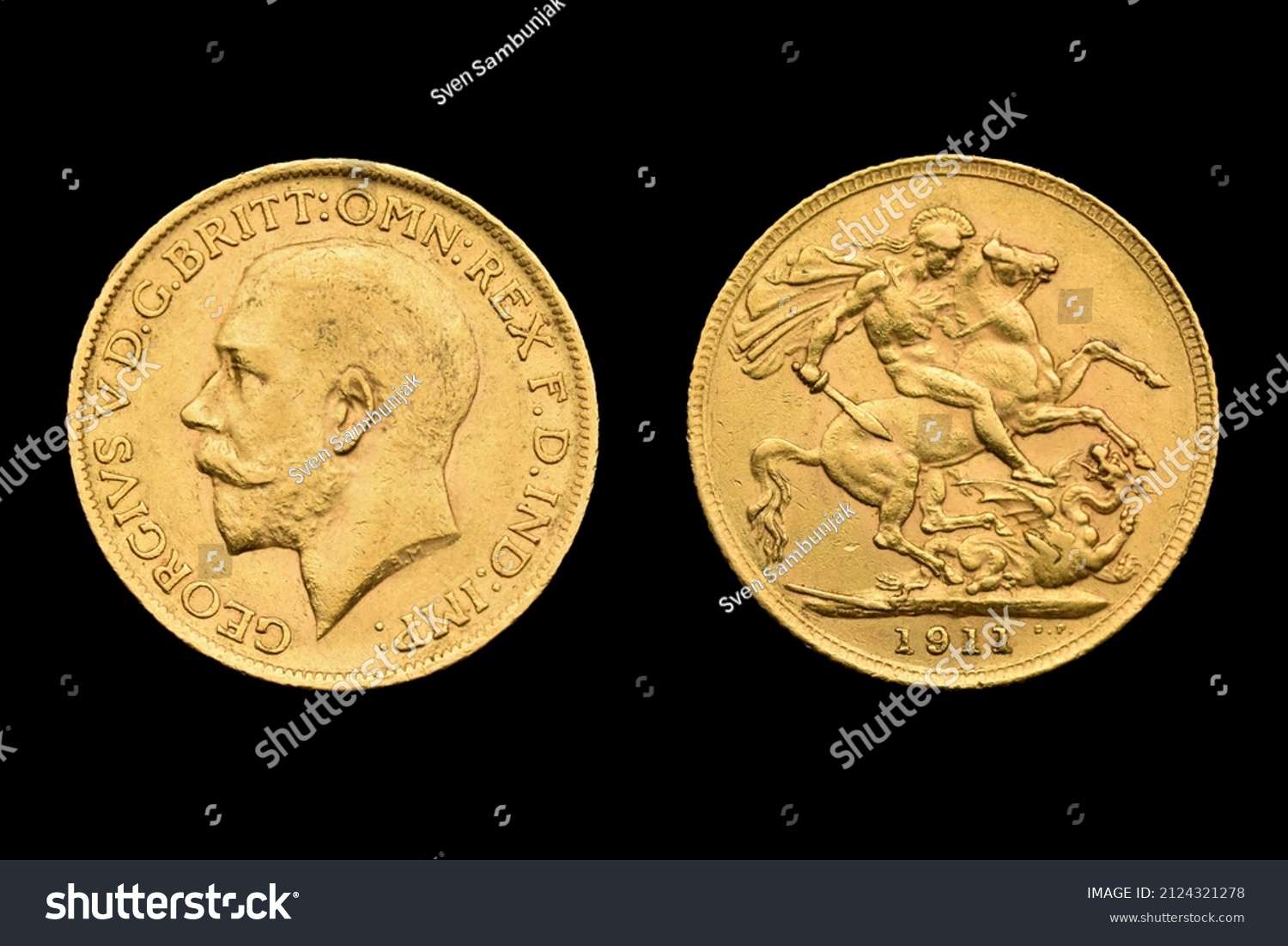 Sovereign Gold Coin George V, Georgivs V, 1911, obverse, reverse United Kingdom, St George Dragon #2124321278
