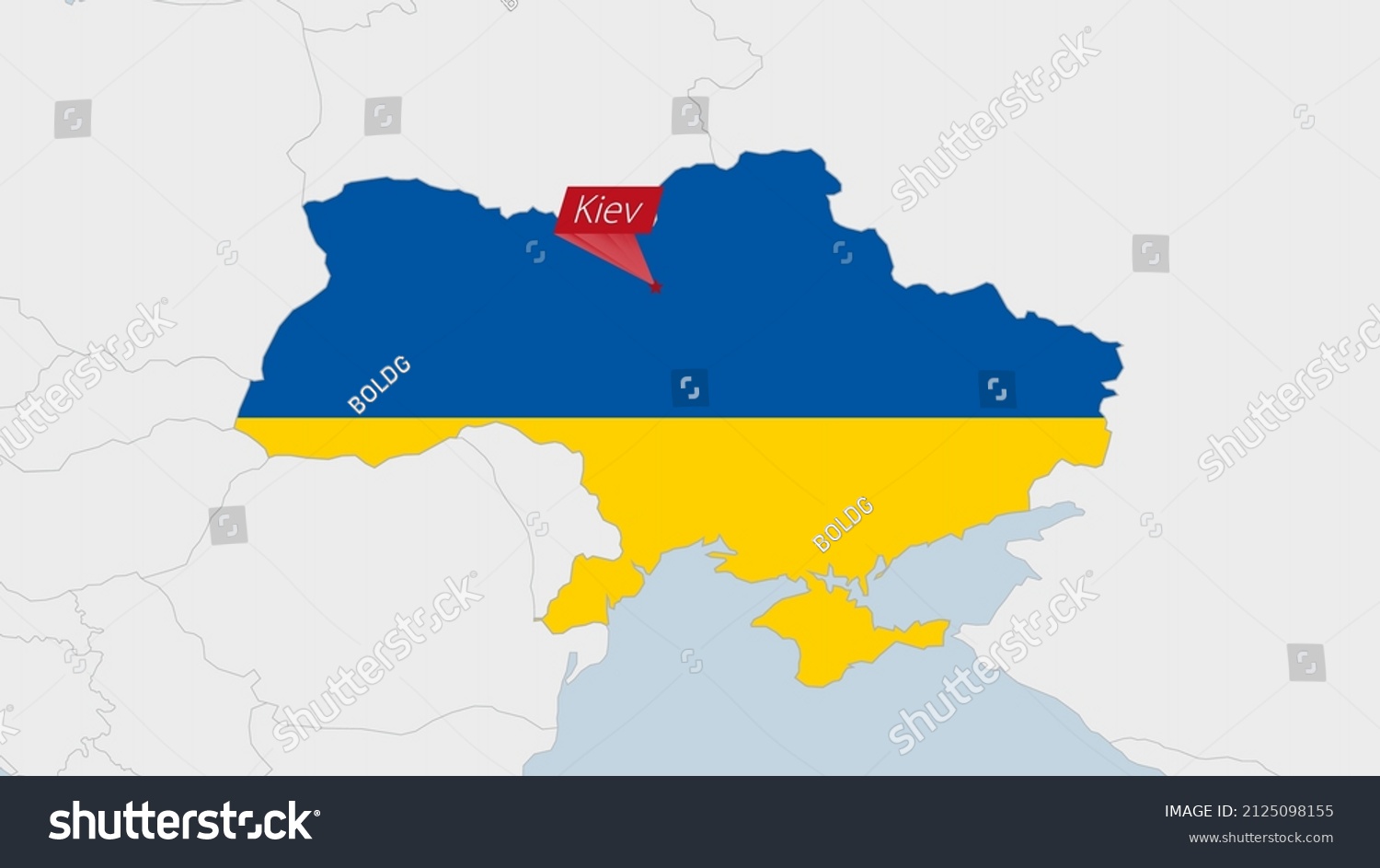 Ukraine map highlighted in Ukraine flag colors - Royalty Free Stock ...