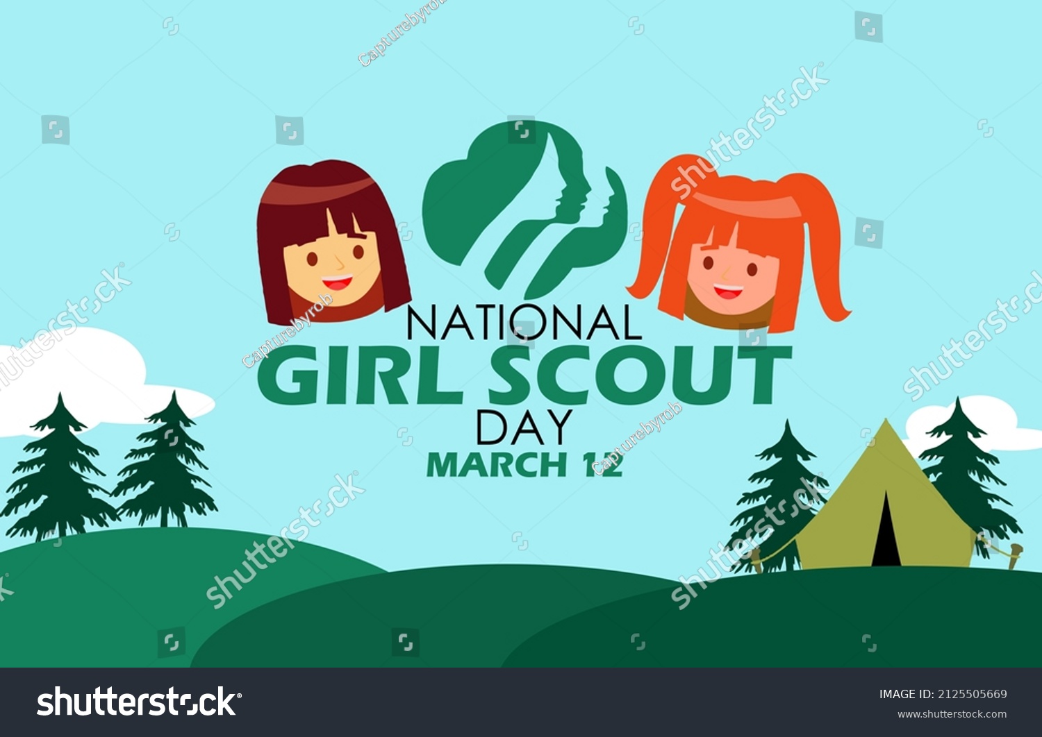 Two Happy Girls With Scout Logo And Words On Royalty Free Stock Vector 2125505669 4603