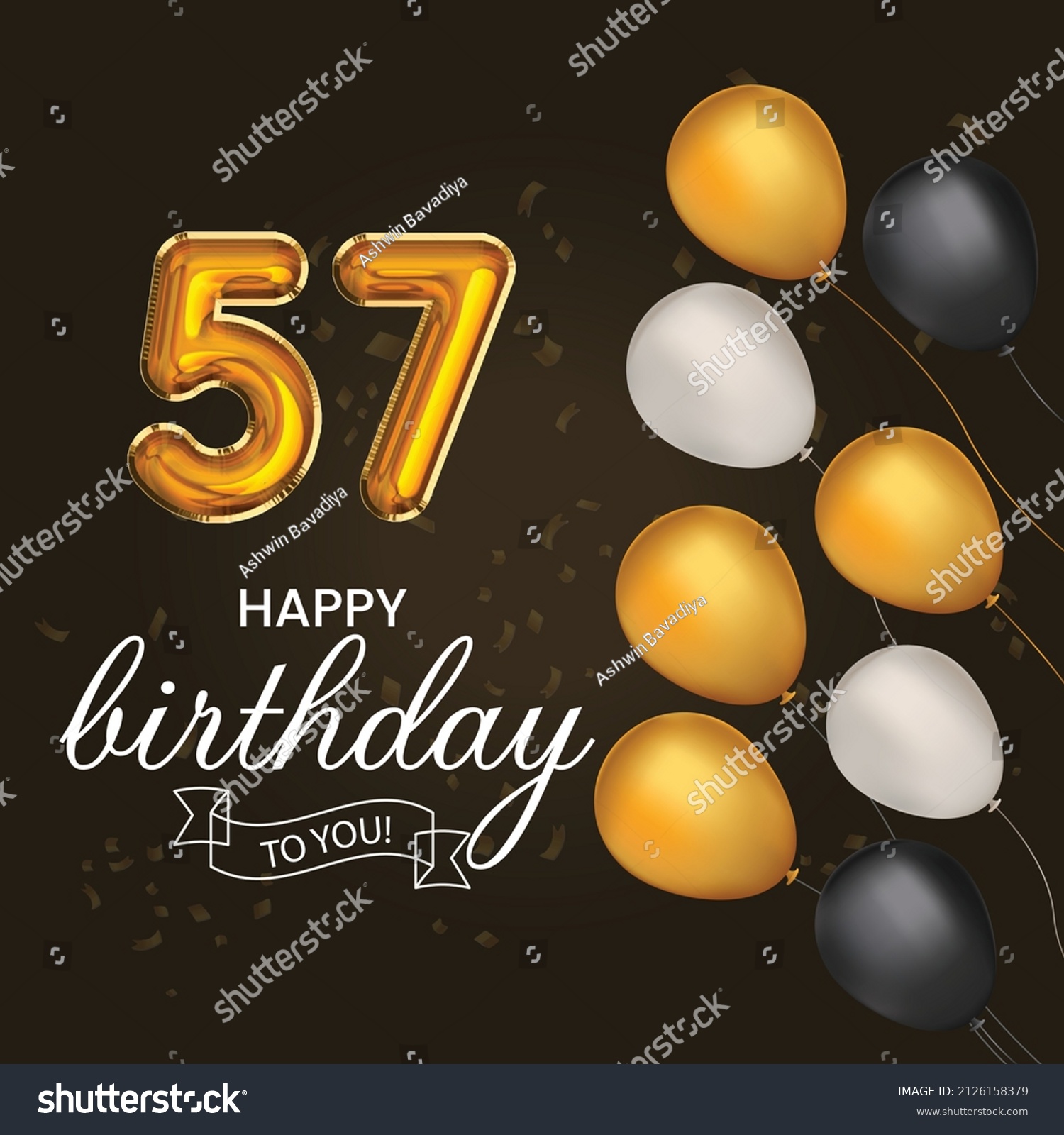 Happy 57th birthday, greeting card, vector - Royalty Free Stock Vector ...