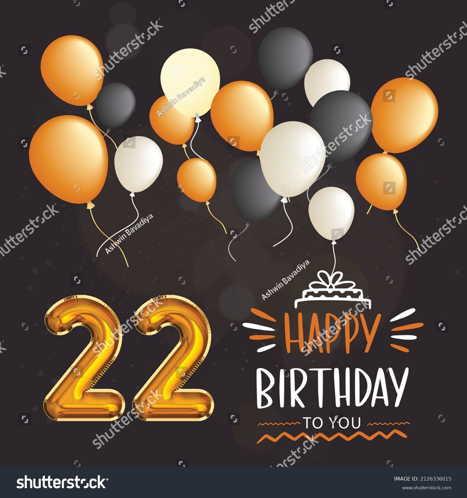Happy 22nd birthday, greeting card, vector - Royalty Free Stock Vector ...