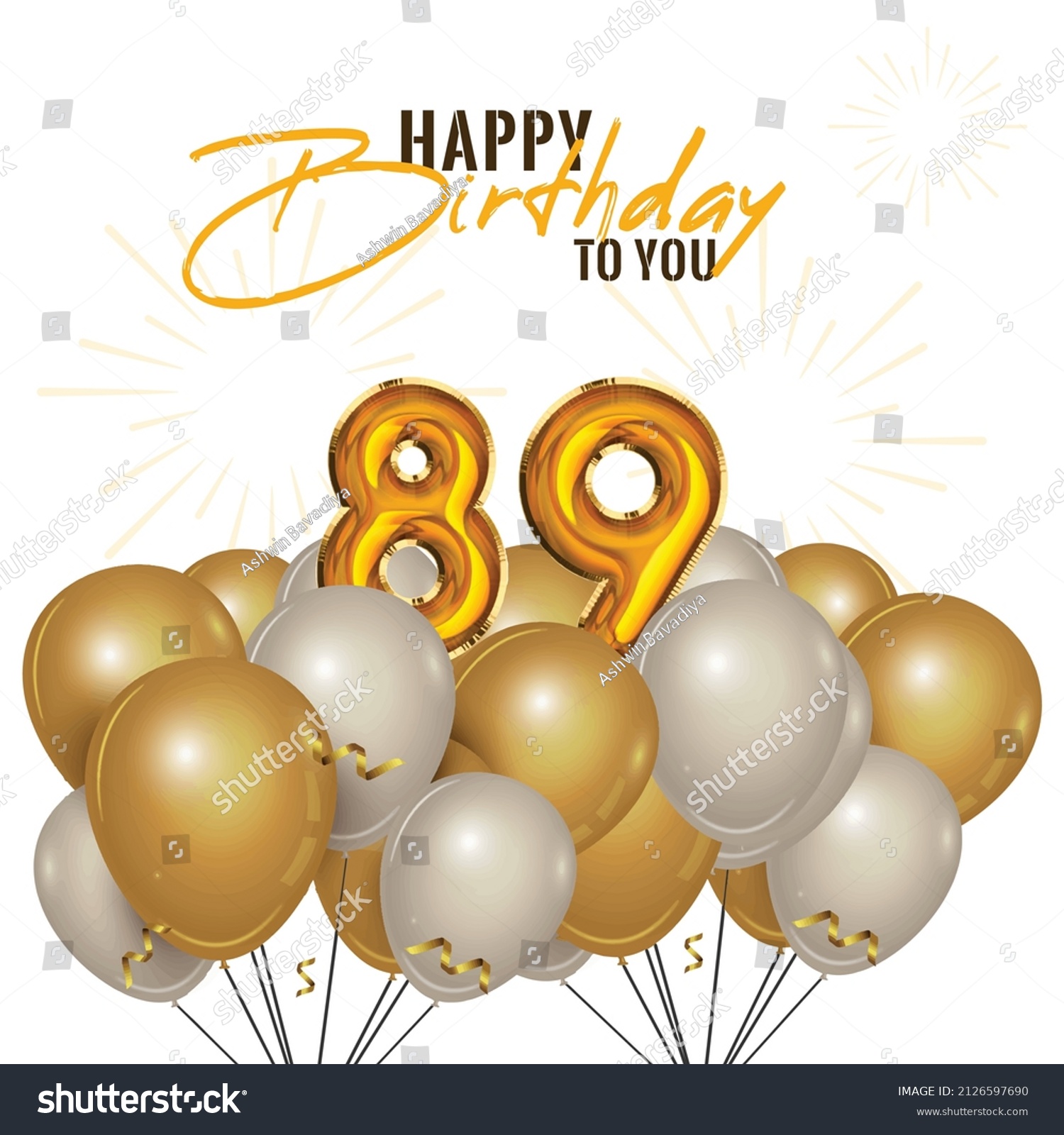 Happy 89th birthday, greeting card, vector - Royalty Free Stock Vector ...