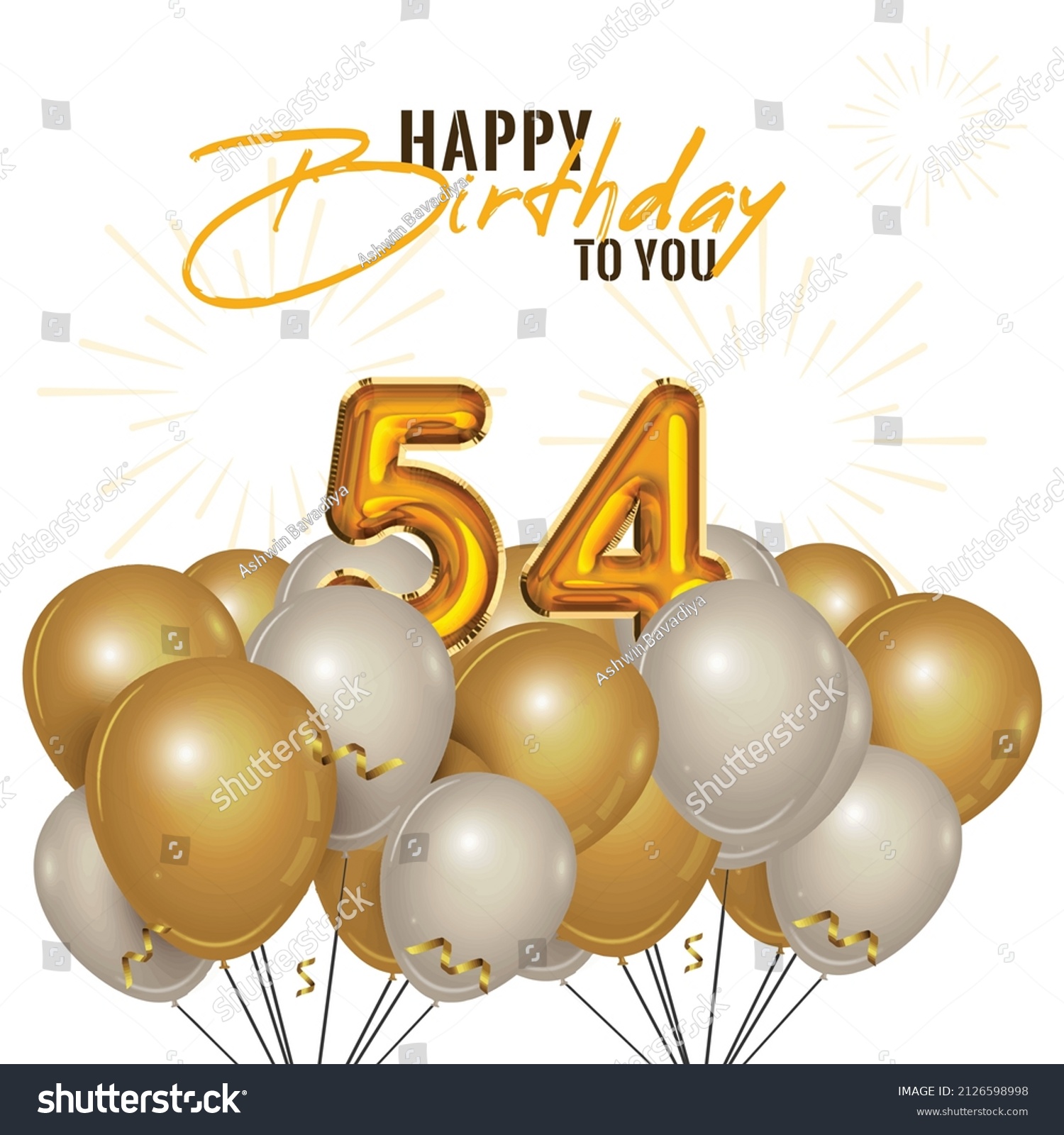 Happy 54th birthday, greeting card, vector - Royalty Free Stock Vector ...