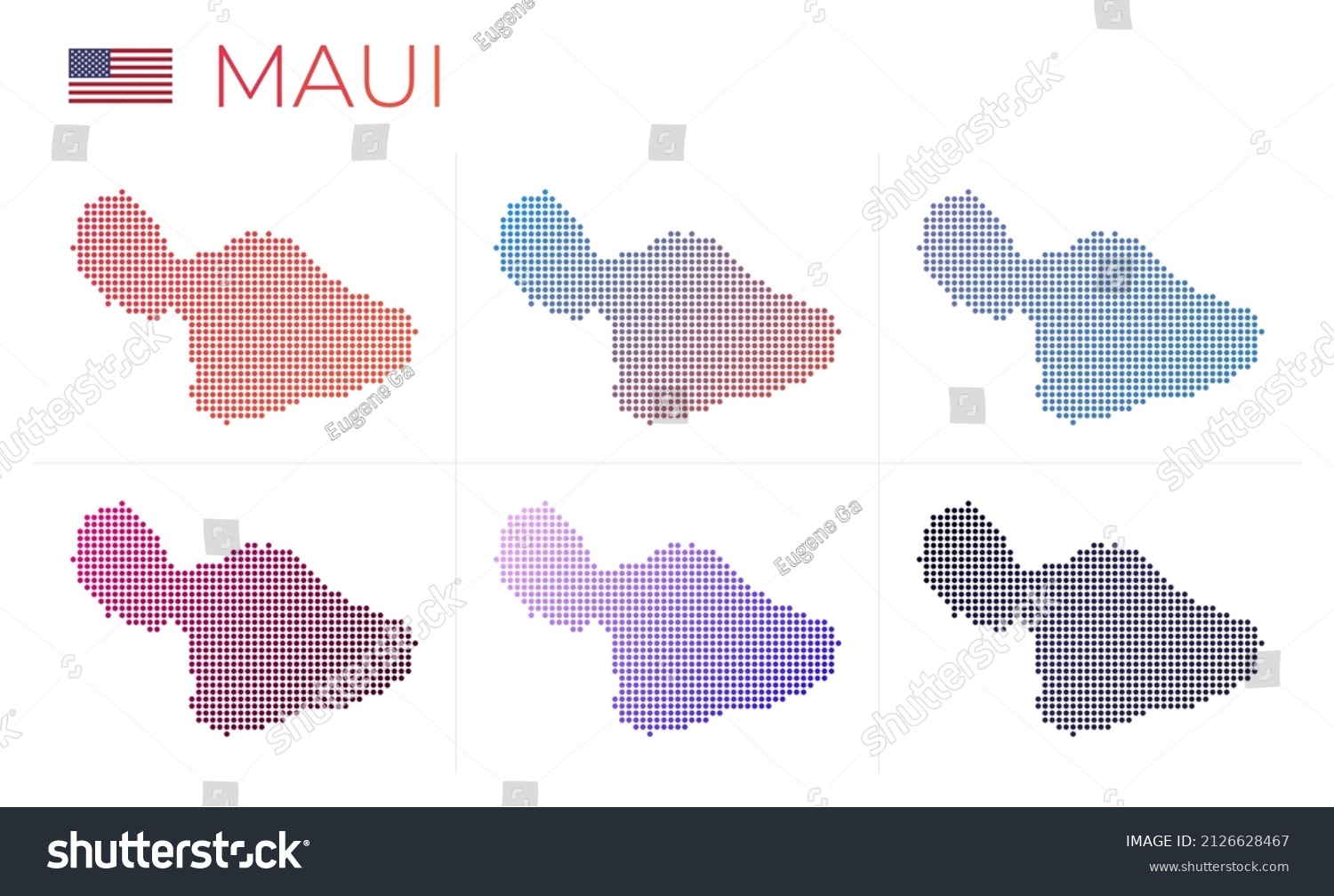 Maui dotted map set. Map of Maui in dotted style - Royalty Free Stock ...