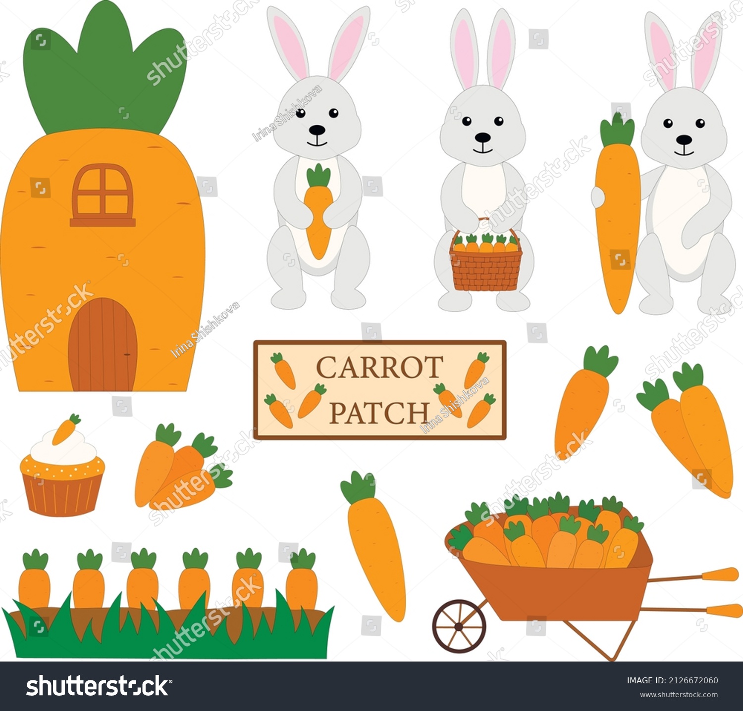 Carrot Patch Bunny vector illustration - Royalty Free Stock Vector ...