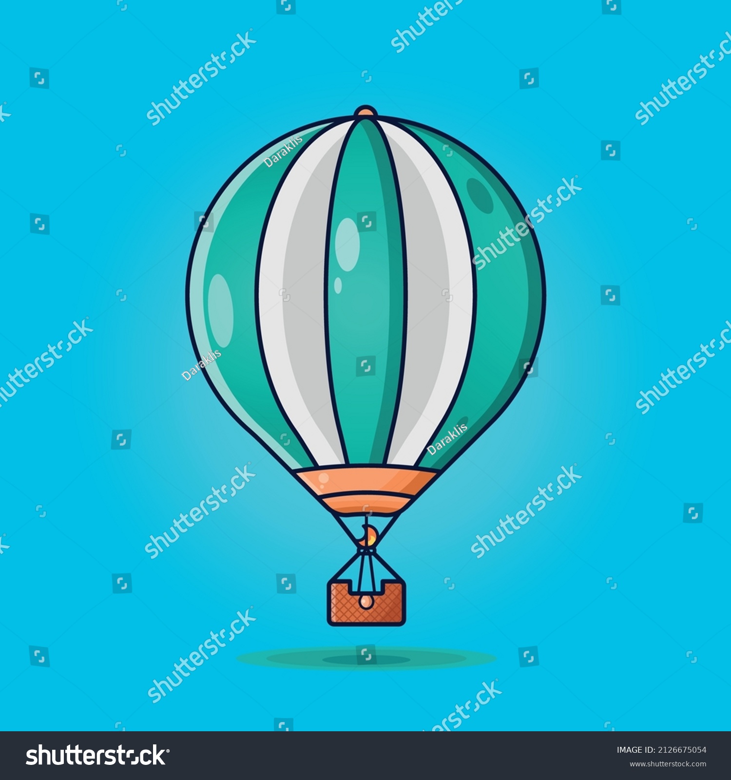 Cute hotair balloon drawing vector art on a Royalty Free Stock