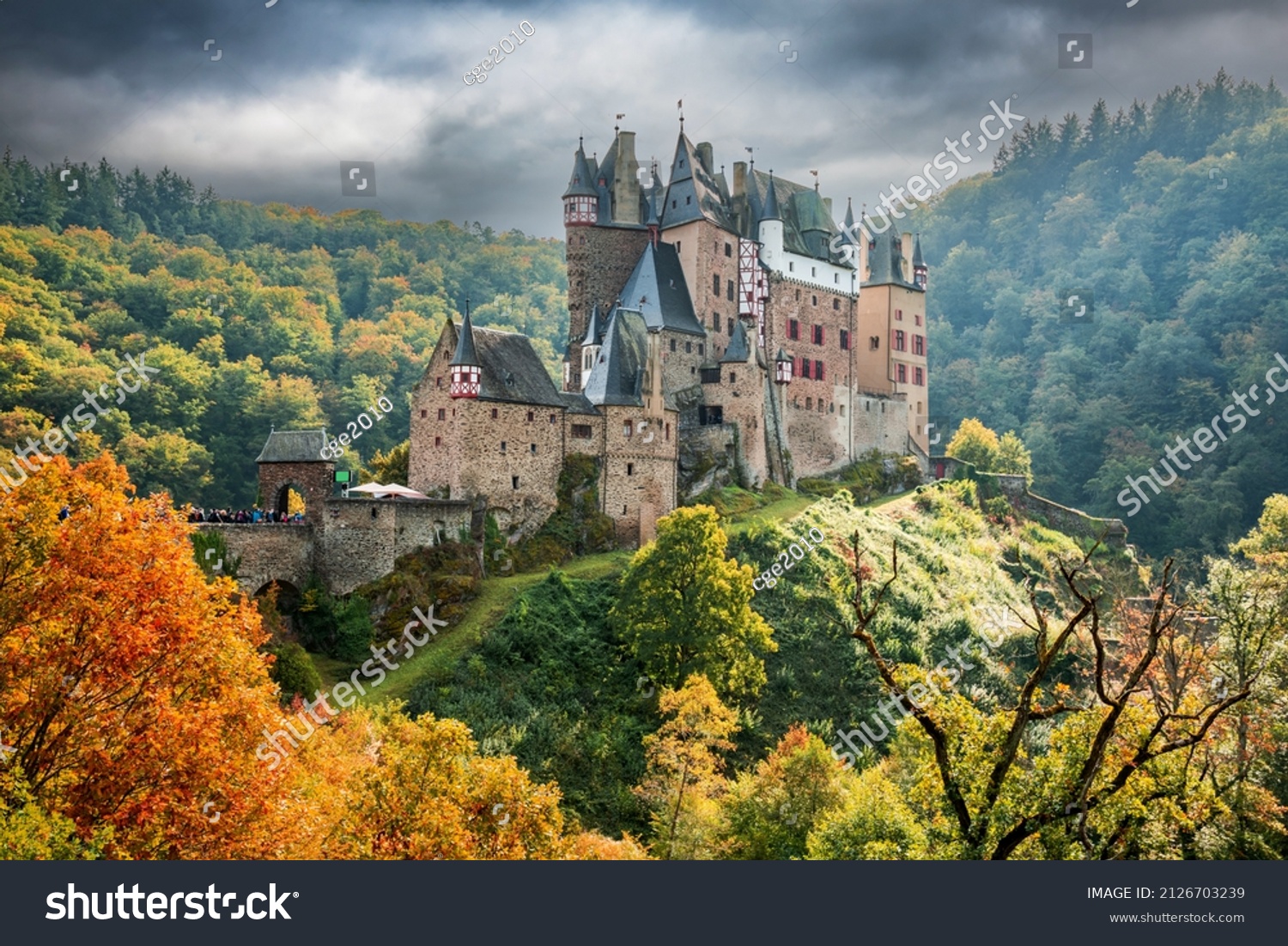 Eltz Castle. Medieval fairytale castle on Moselle River. Rhineland-Palatinate travel place of Germany. #2126703239