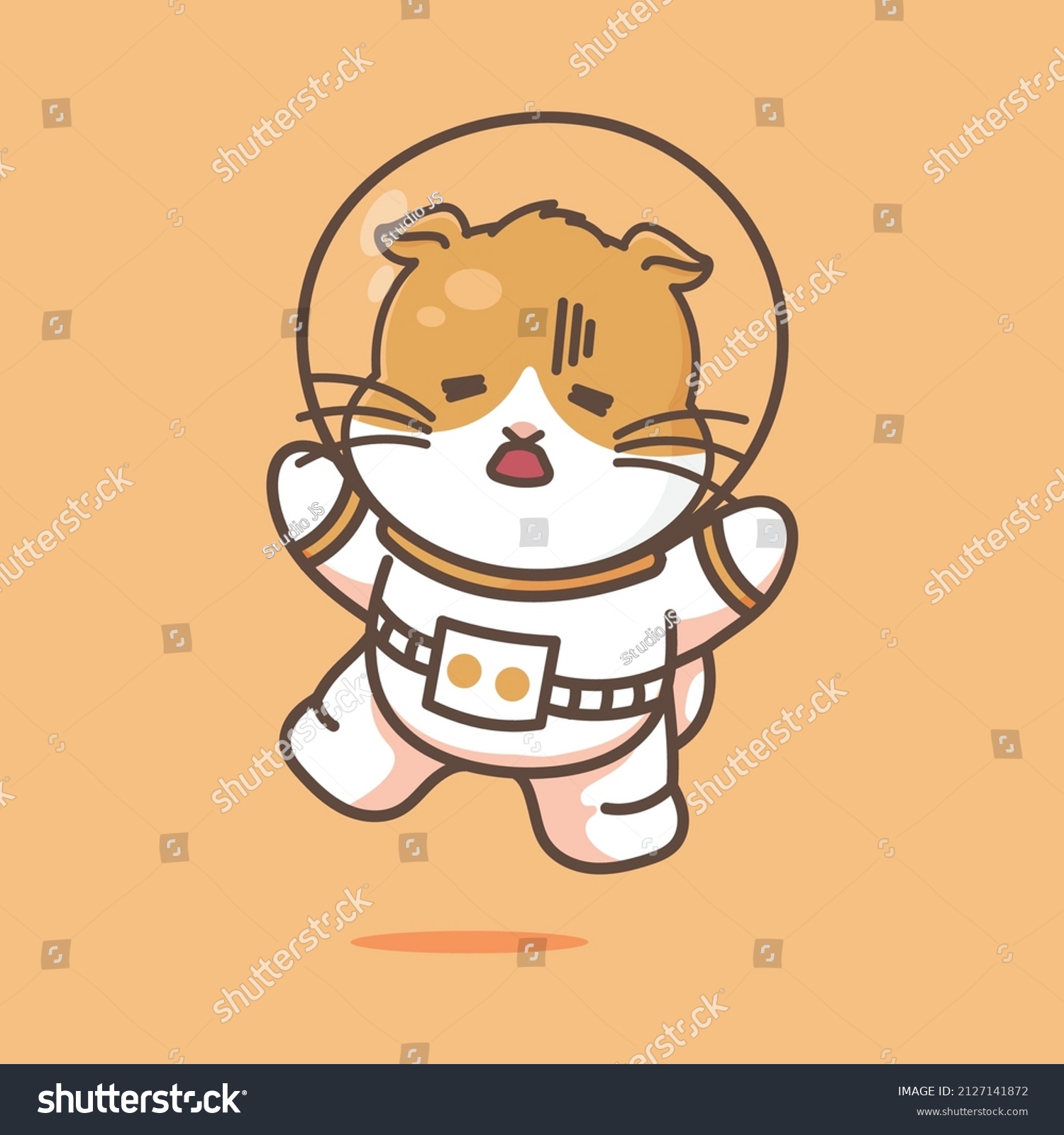 Cute Hamster In Astronaut Costume Royalty Free Stock Vector 2127141872 0702