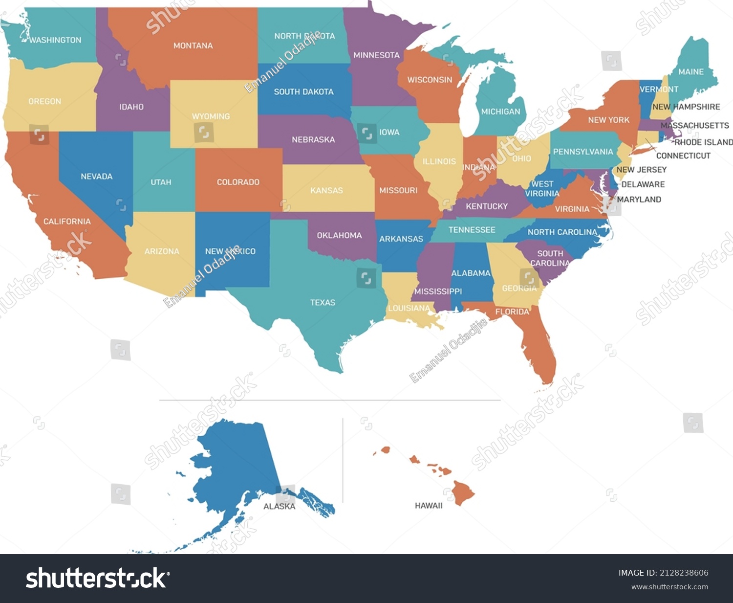 Political map of the US with all states' names. - Royalty Free Stock ...