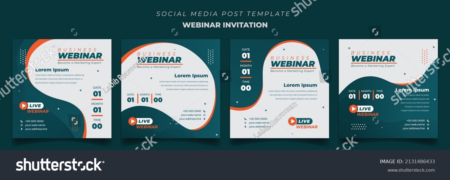 Social Media Post template with waving green and orange for online advertising #2131486433