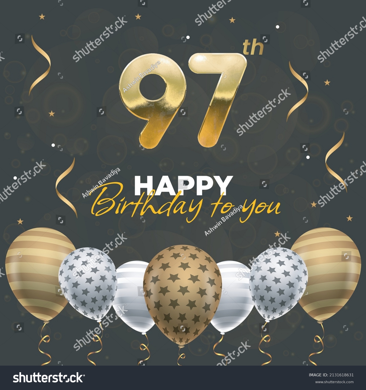 Happy 97th birthday, greeting card, vector Royalty Free Stock Vector