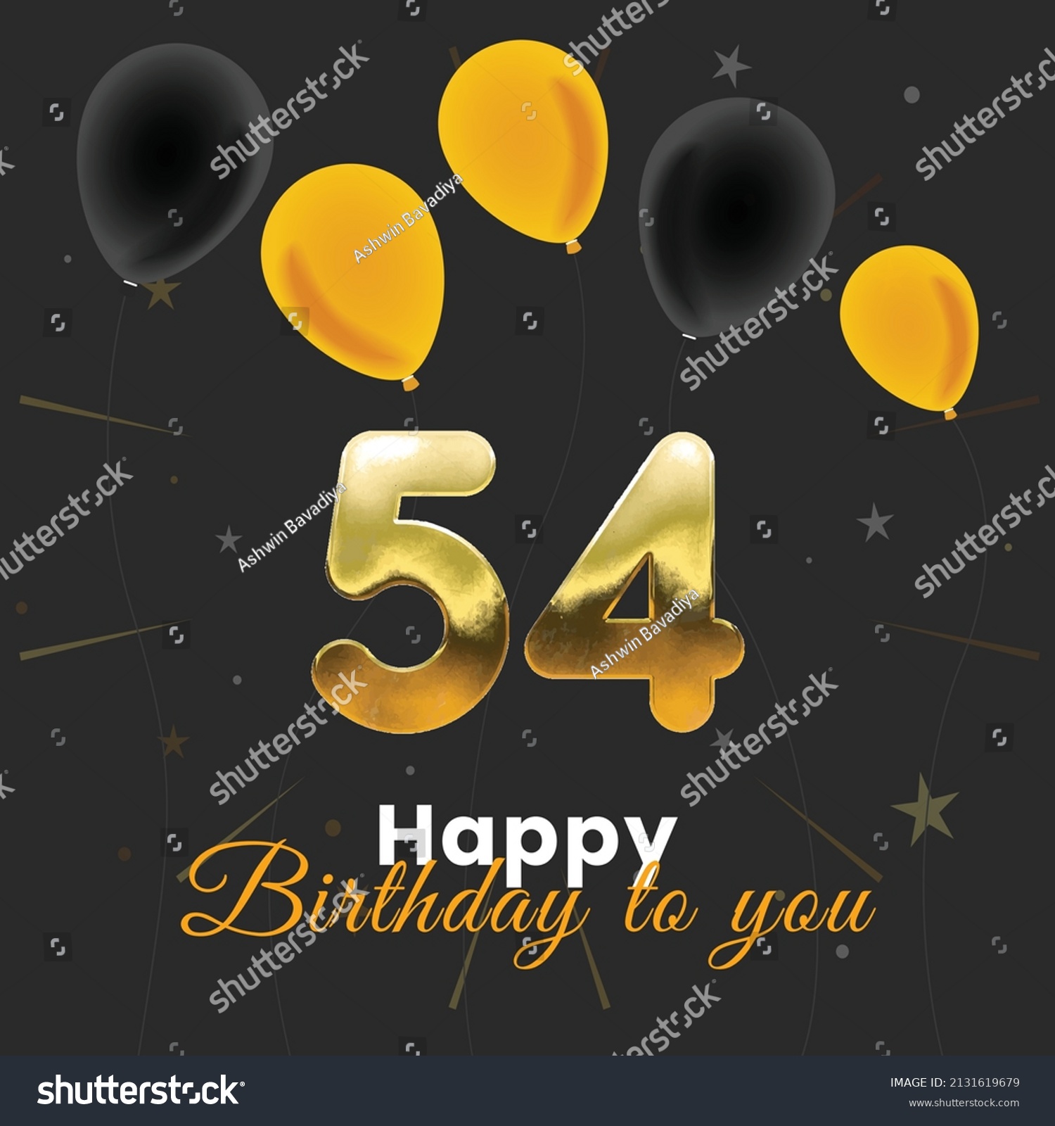 Happy 54th birthday, greeting card, vector - Royalty Free Stock Vector ...
