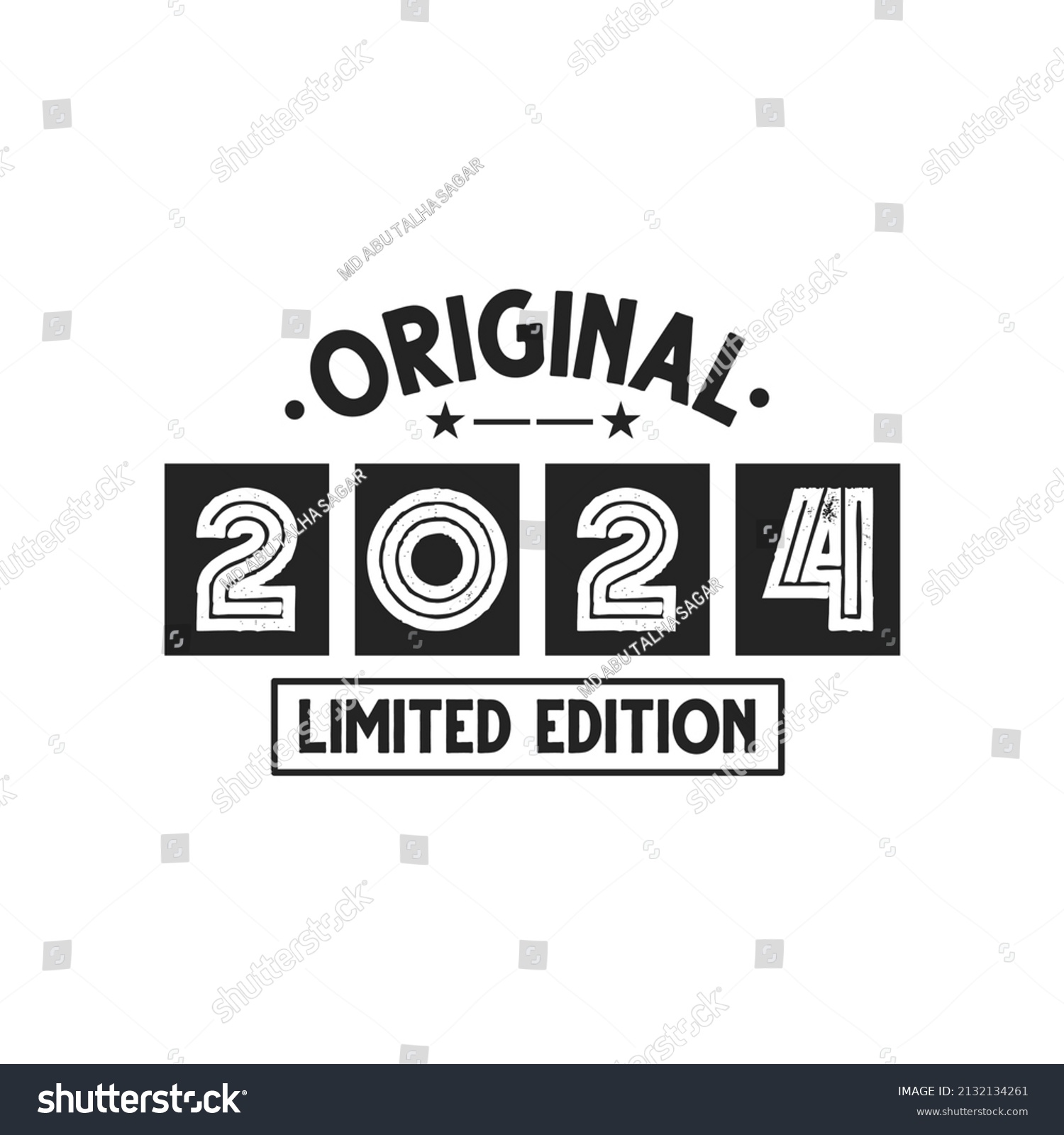 Born in 2024 Vintage Retro Birthday, Original Royalty Free Stock