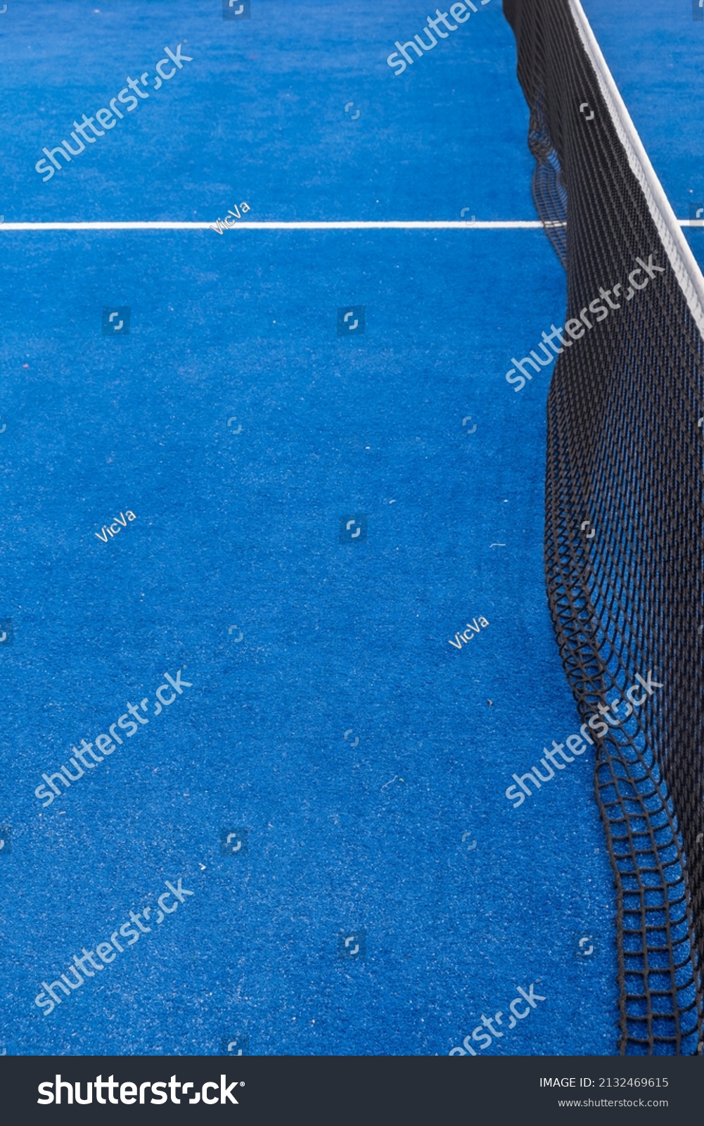 Paddle tennis and tennis court on the blue court. Tennis competition concept. Horizontal sports poster, greeting cards, headers, website. #2132469615