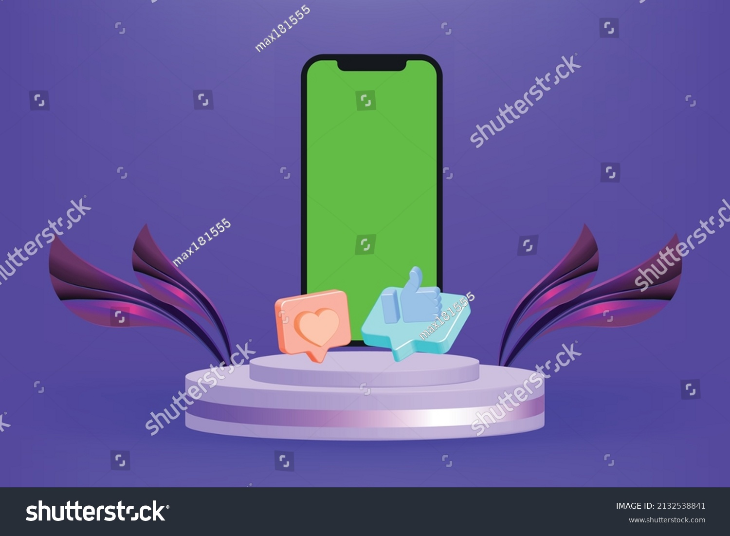 3D Mock-Up with 3D Icons And Mobile #2132538841