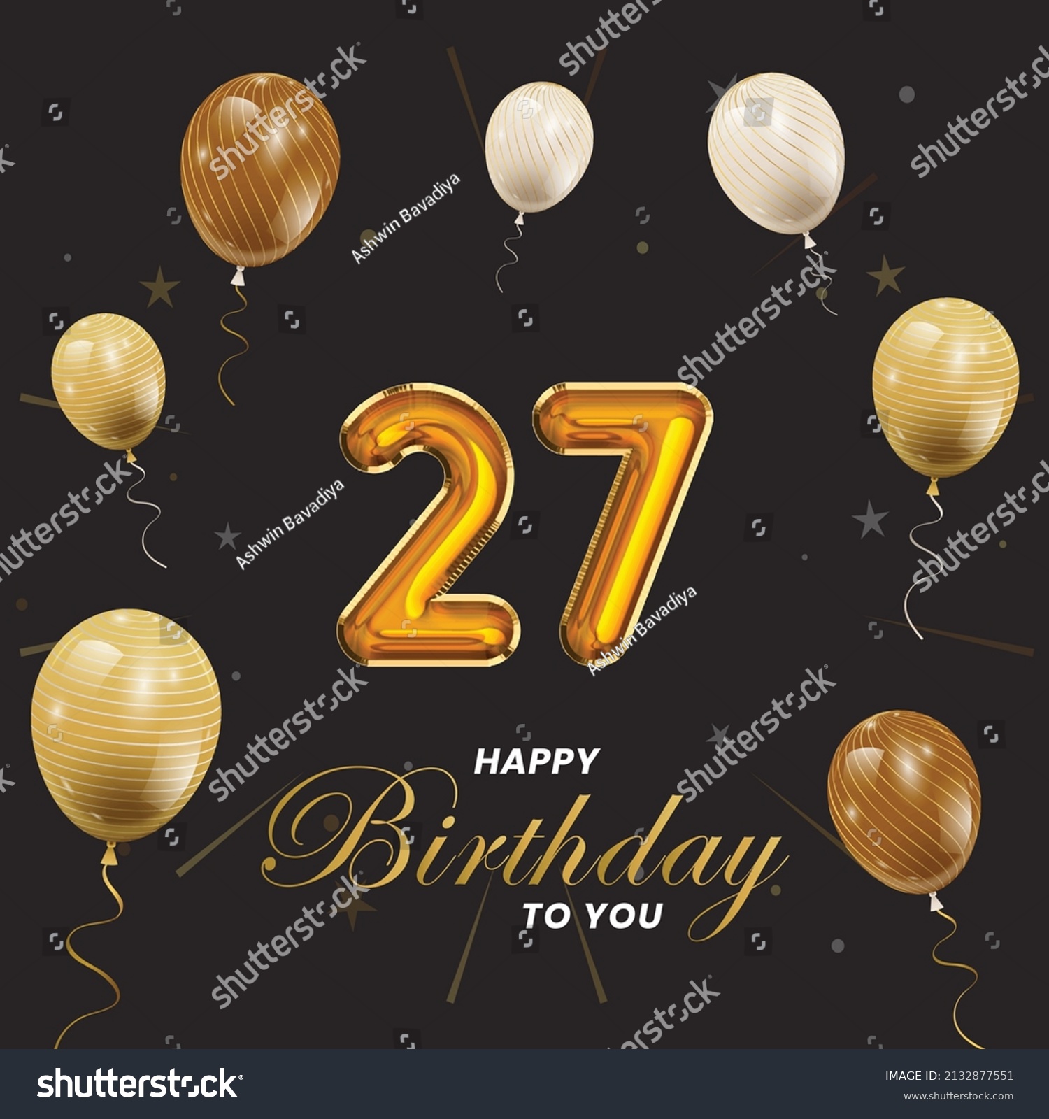 Happy 27th birthday, greeting card, vector - Royalty Free Stock Vector ...