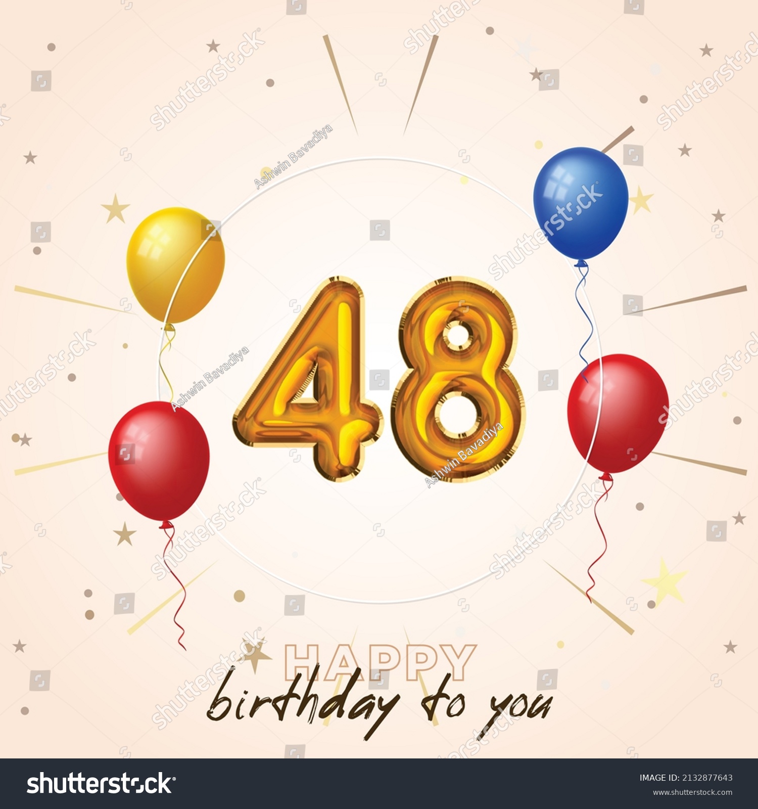 Happy 48th birthday, greeting card, vector - Royalty Free Stock Vector ...