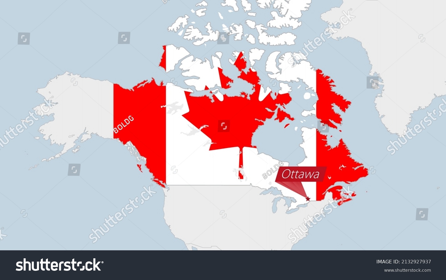 Canada map highlighted in Canada flag colors and - Royalty Free Stock ...